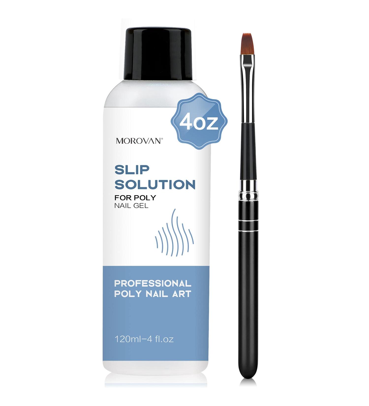 Morovan Poly Gel Slip Solution 120ml - Anti-stick Poly Nail Gel Liquid with Brush Bottle Cap - Easy DIY Extension Nail Liquid Cup - Buy Online on GoSupps.com