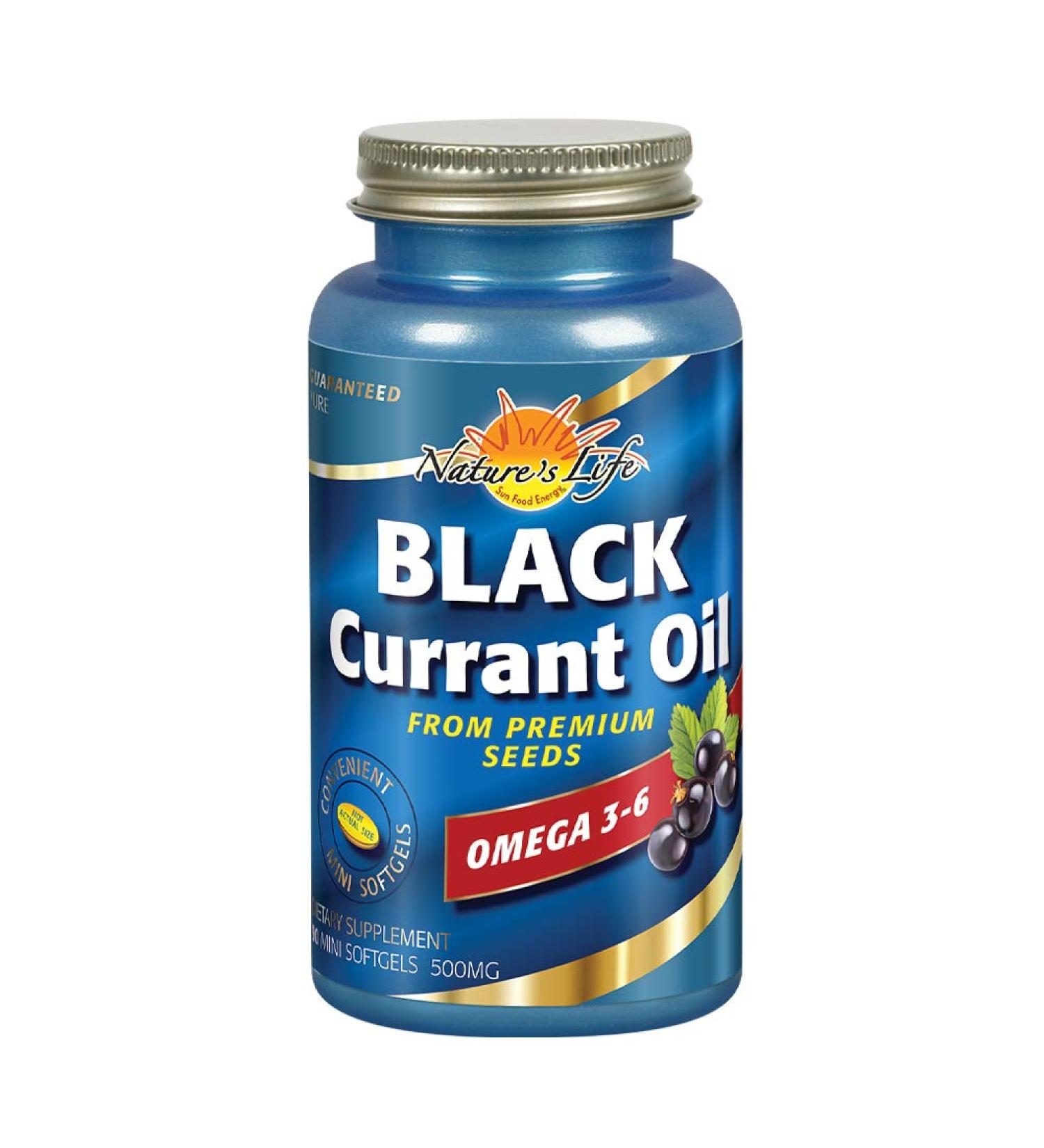 Nature's Life Black Currant Oil Minis 500mg | Omega 3-6 for Skin, Hair, Heart & Joint Health | 90ct - Buy Online on GoSupps.com
