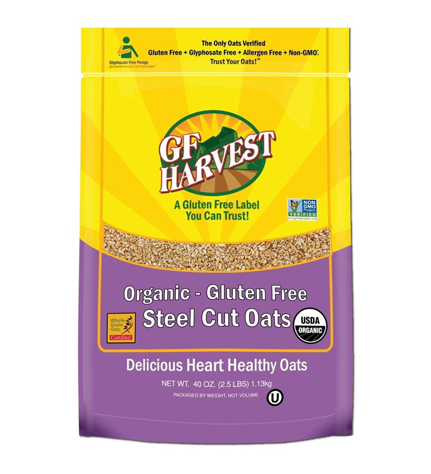 GF Harvest Organic Whole Grain Steel Cut Oats - Gluten Free - 40 oz Bag - Buy Online on GoSupps.com