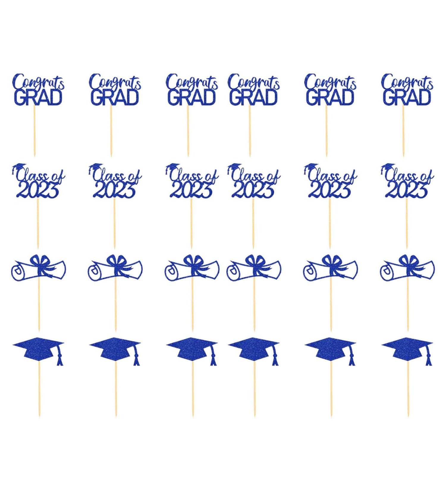 Facynde Graduation Cupcakes Choice | 24 Pack Graduation Cupcake Toppers 2023 Graduation Cake Toppers Glitter Congrats Grad Cake Topper Graduation Blue - Buy Online on GoSupps.com