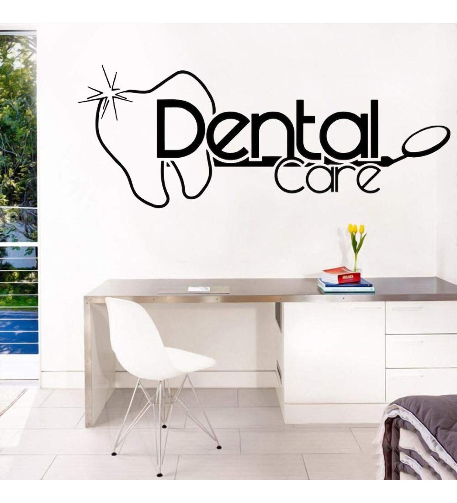 Dental Care Tooth Wall Vinyl Sticker | Dentist Decal for Clinic Decoration | Removable 80x32cm - Buy Online on GoSupps.com