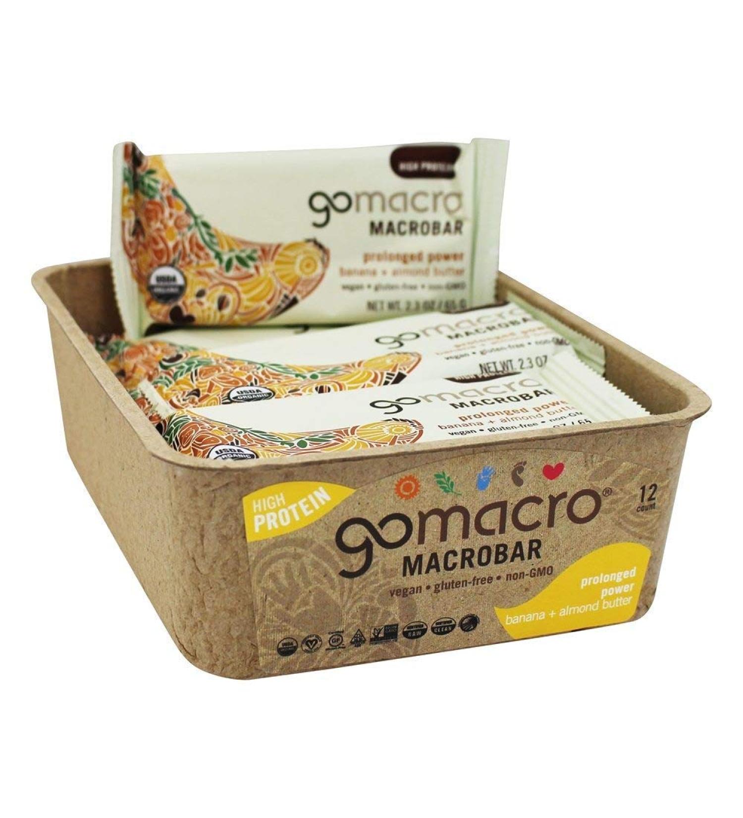 GoMacro MacroBar Organic Vegan Protein Bars - Banana Almond Butter (12 Count, 2.3 Oz) | Healthy Snack - Buy Online on GoSupps.com