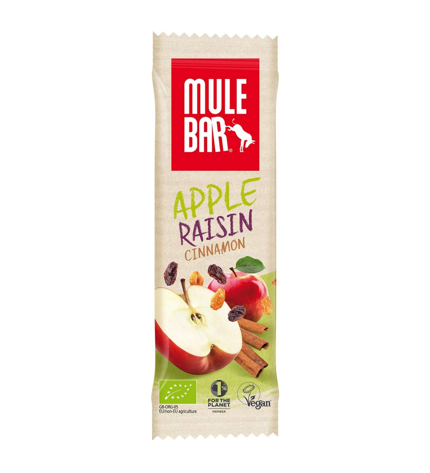 Barre nerg tique Mulbar Bio & Vegan 40g : Pomme - Cannelle - Raisins (x15)