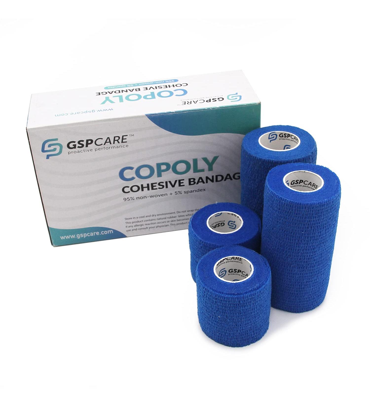 GSPCARE Mix Size Super Elastic Bandages for Vet Wrap & Sports - 4 Piece Assortment (Blue) - Buy Online on GoSupps.com