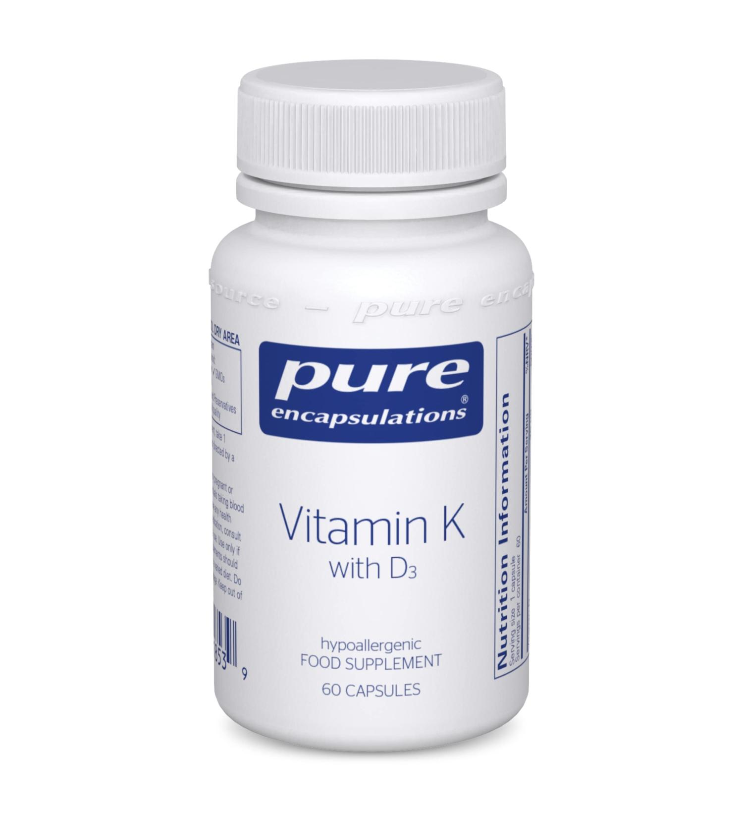 Pure Encapsulations Vitamin K with D3 | Bone and Arterial Health Support | 60 Capsules - Buy Online on GoSupps.com