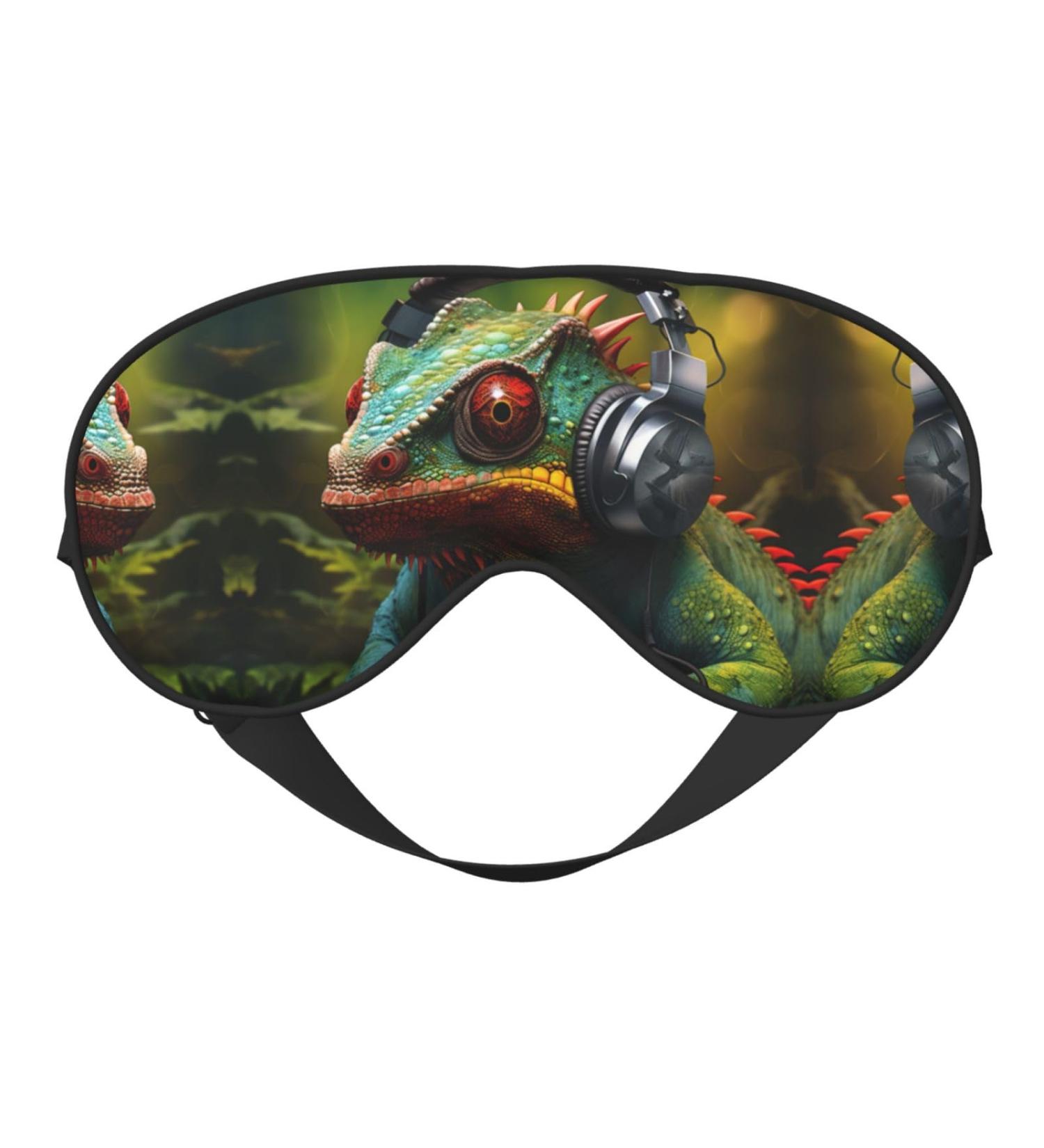 Chameleon Unisex Sleep Eye Mask - Soft Comfort Music Print Cover for Travel Yoga & Shift Work - Black - Buy Online on GoSupps.com