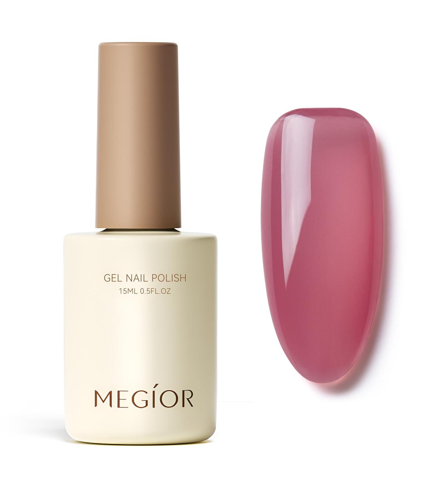 MEGIOR Jelly Red Gel Nail Polish 15ML Dusty Rose Gel Polish 1PC Nail Polish Gel Soak Off UV Gel Polish Translucent Color Neutral Gel Polish for Nail Art Manicure DIY at Home - Buy Online on GoSupps.com