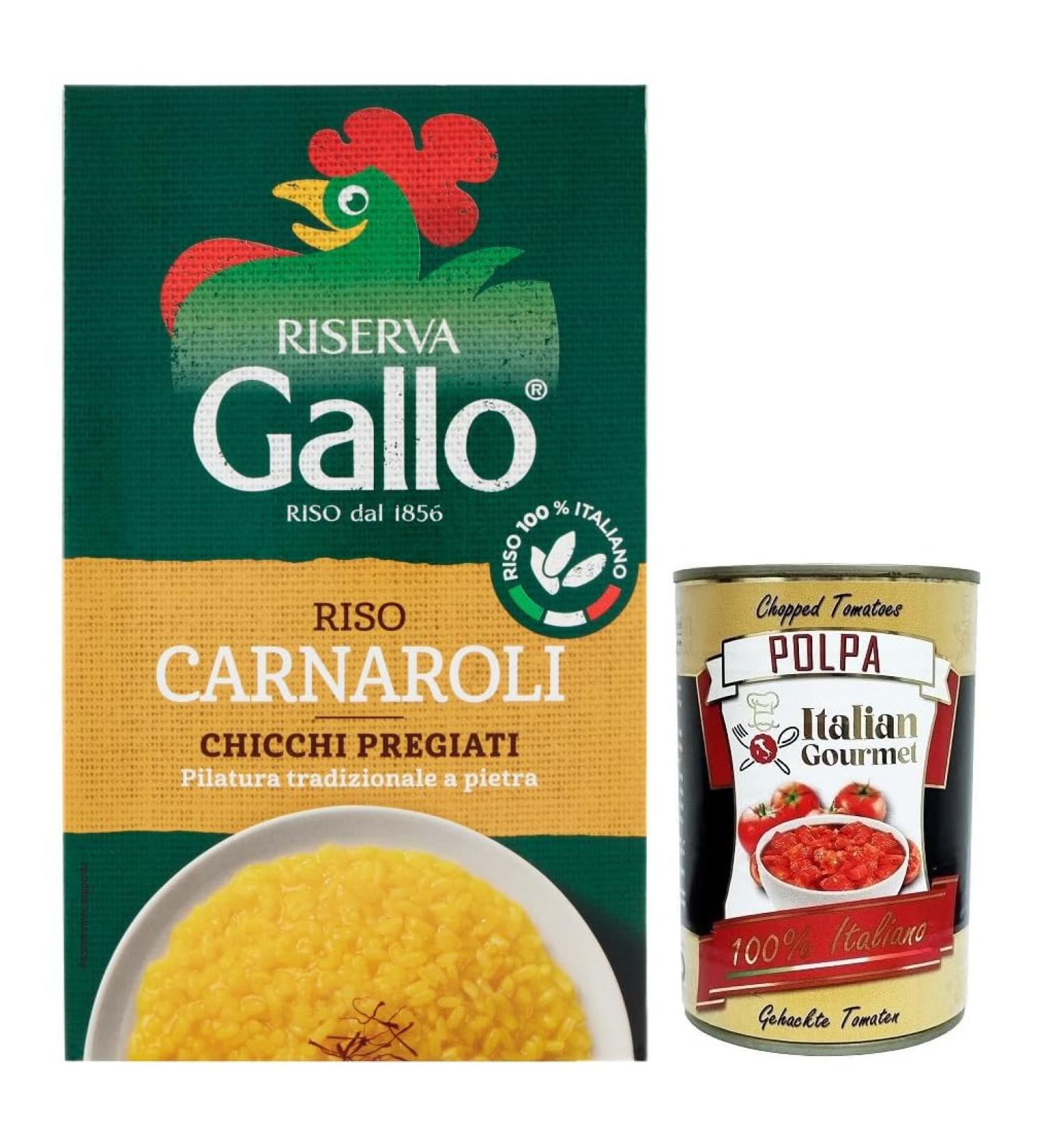  Italian Gourmet E.R. Gallo Riserva Carnaroli 100% Italian Rice Cooking Time 15 Minutes Ideal for Risottos 1 kg Pack + Gourmet Italian Tomato Pulp Box 400 g - Buy Online on GoSupps.com