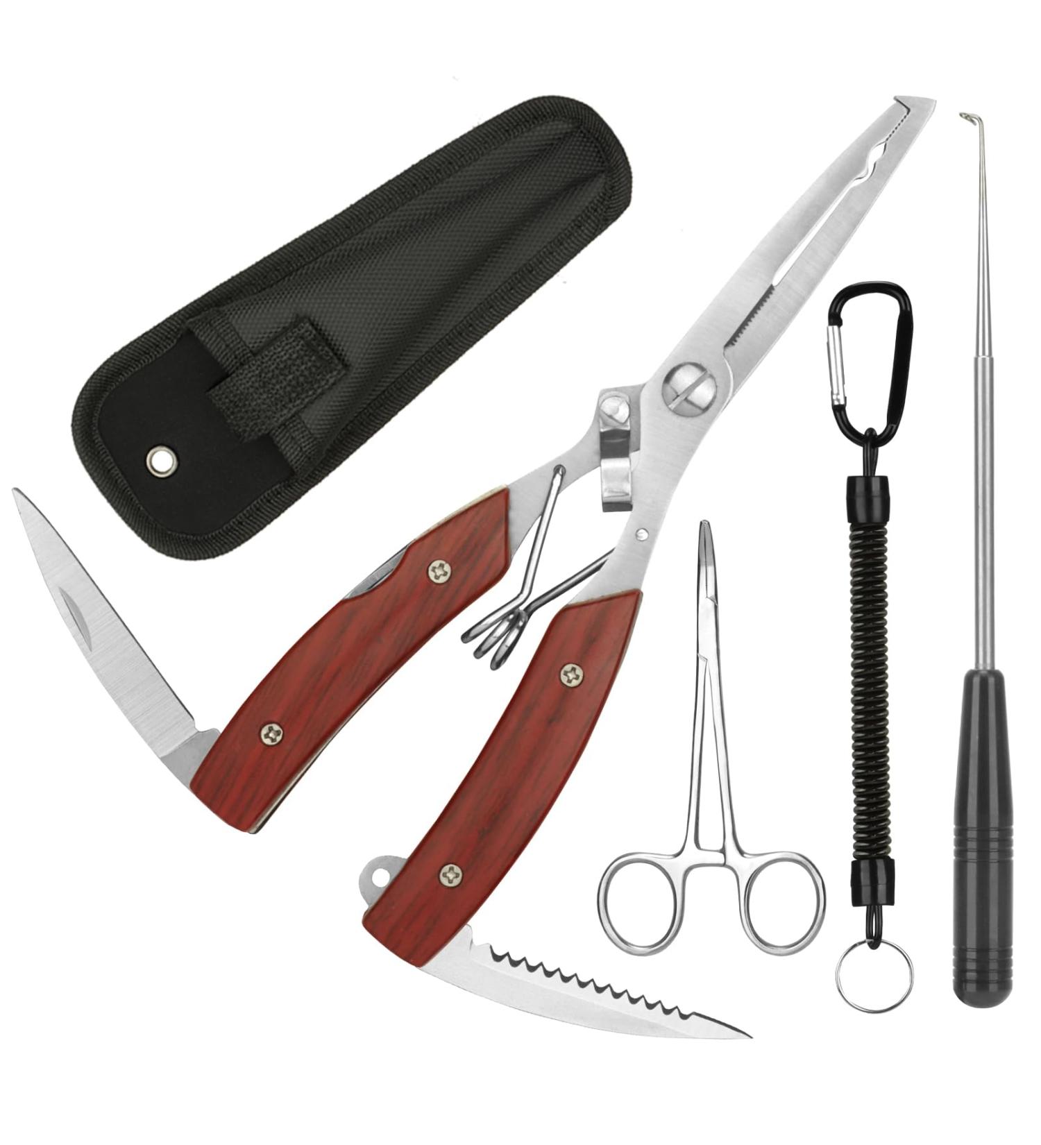 Nelxense Multifunctional Fishing Tongs - Portable Stainless Steel Fishing Pliers w/ Vagina & Lanyard Perfect for Pike Hook Soldering & Line Cutting - Buy Online on GoSupps.com