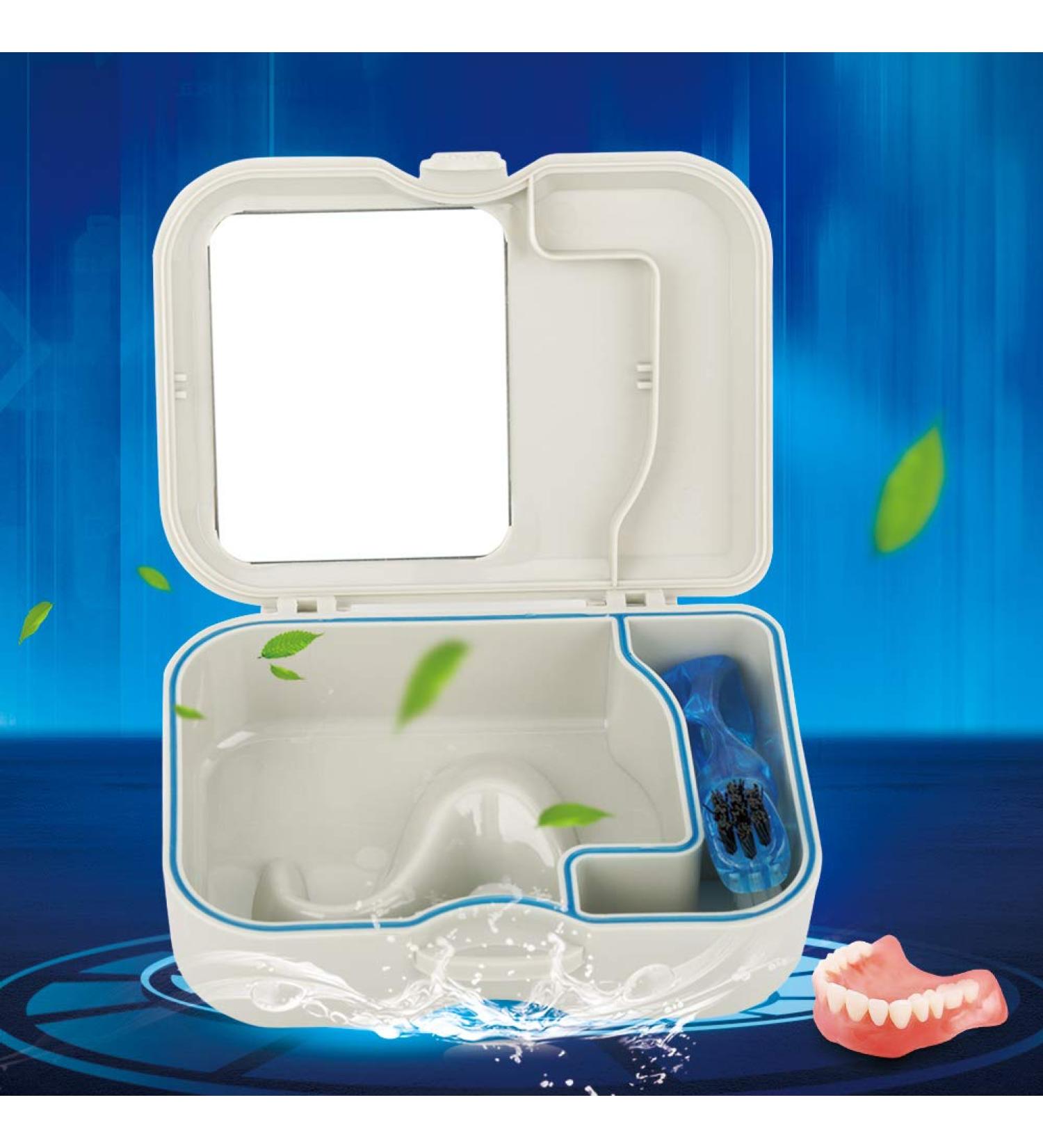 Prohesese False Teeth Storage Box | Prosthesis Care Container with Mirror & Cleaning Brush - Buy Online on GoSupps.com