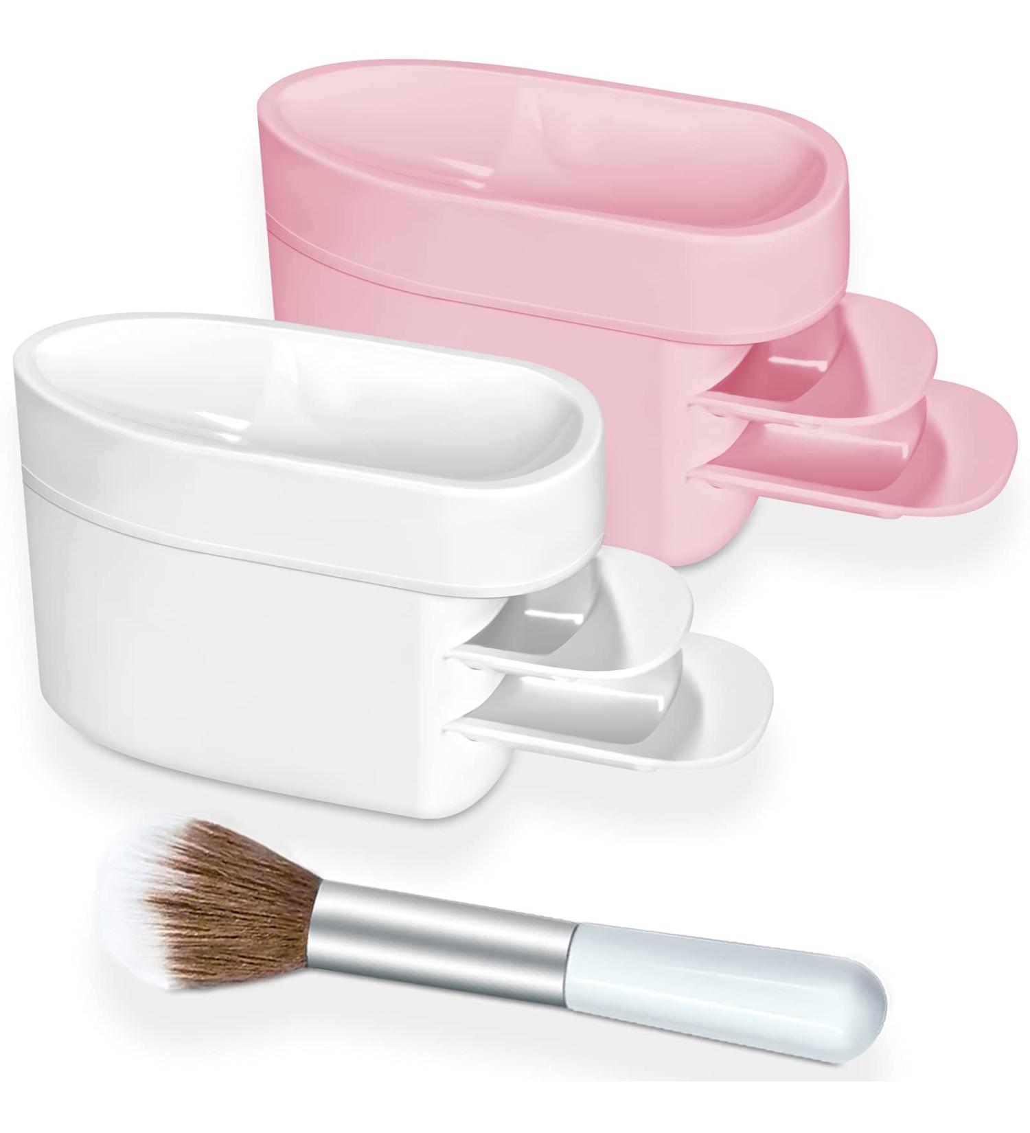 2pcs Dip Powder Recycling Tray System & French Dip Nail Tray Set with Dust Cleaning Brush - Pink & White | AMAZDIP Dipping Powder Nail Glitter Saver Accessories - Buy Online on GoSupps.com