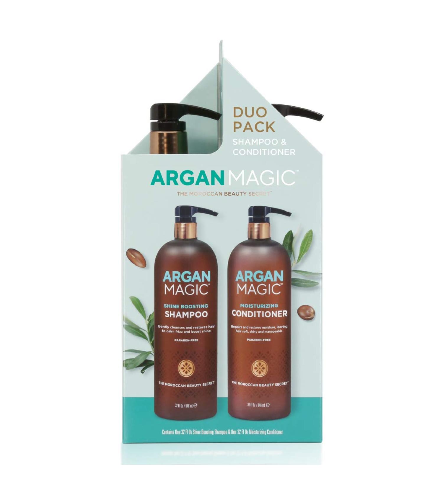 Argan Magic Shine Boosting Shampoo & Conditioner Duo - 32 oz, Made in USA, Paraben & Cruelty Free - Buy Online on GoSupps.com