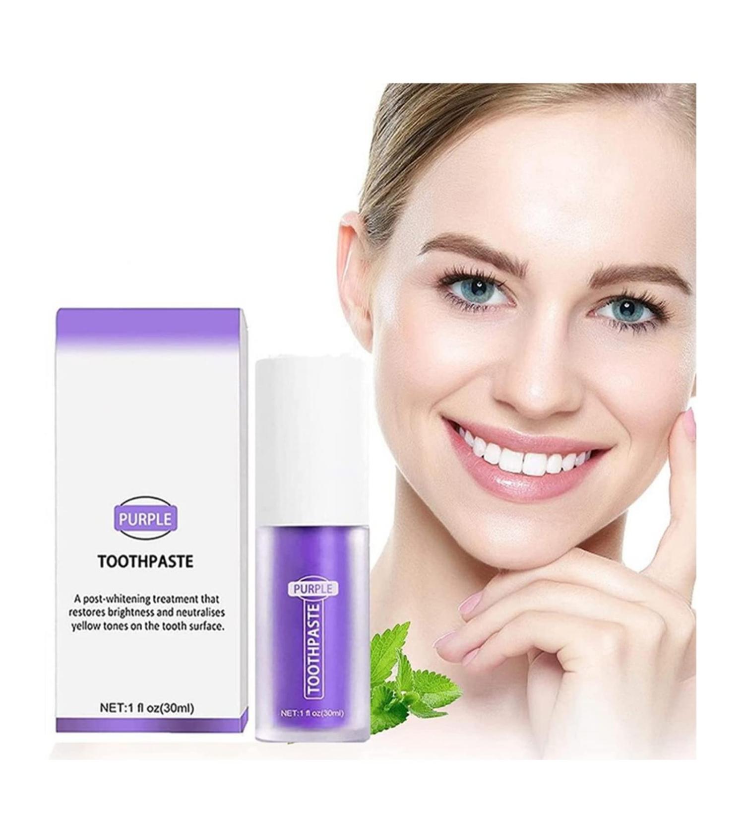 Sensitive Teeth Whitening Toothpaste Purple Formula for Gentle Cleaning, Reduce Yellow Stains, and Protect Tooth Enamel and Gums - Buy Online on GoSupps.com