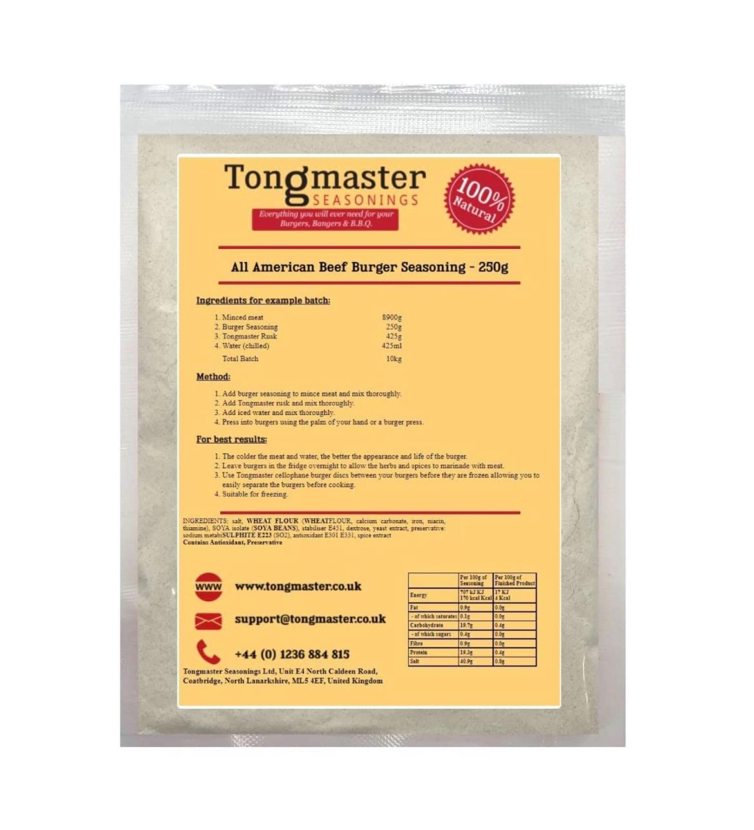 Tongmaster American Burger Seasoning - 250 g Lot of 2