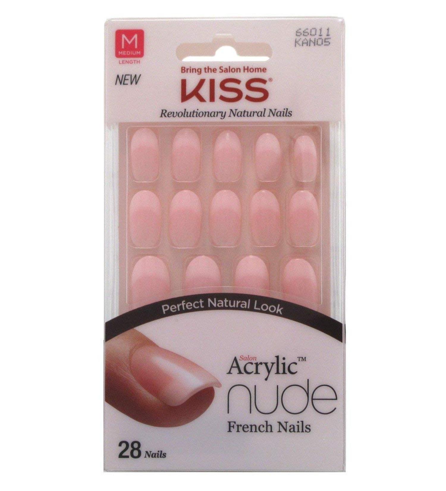 Kiss Salon Acrylic Nude French 28 Nails Peaceful Medium Length (1 PACK) 28 Piece Assortment