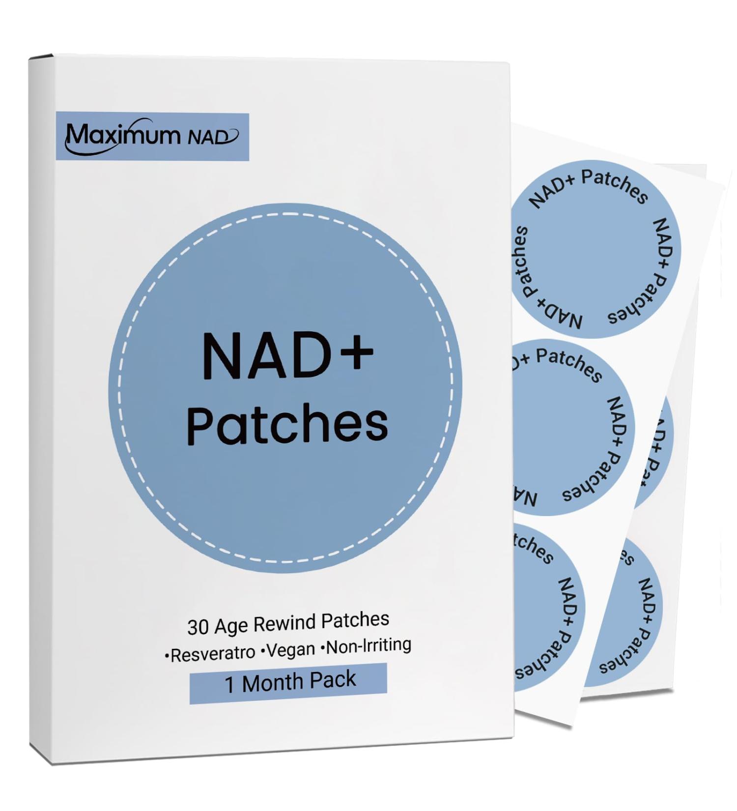 NAD+ Patches for Women & Men with Nicotinamide and Resveratrol-30 Patches, Premium 8-Hour Extended-Release Formula, Vegan - Buy Online on GoSupps.com