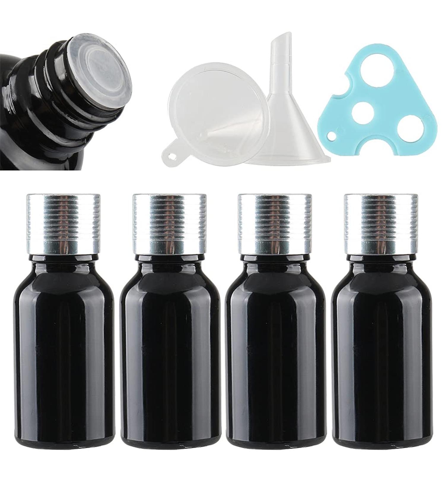 Buy Tianzd 4-Piece 15ml Black Glass Bottles Set | Sealed Stopper & Aluminum Cap | Ideal for Oils Fragrance and Aromatherapy - Buy Online on GoSupps.com