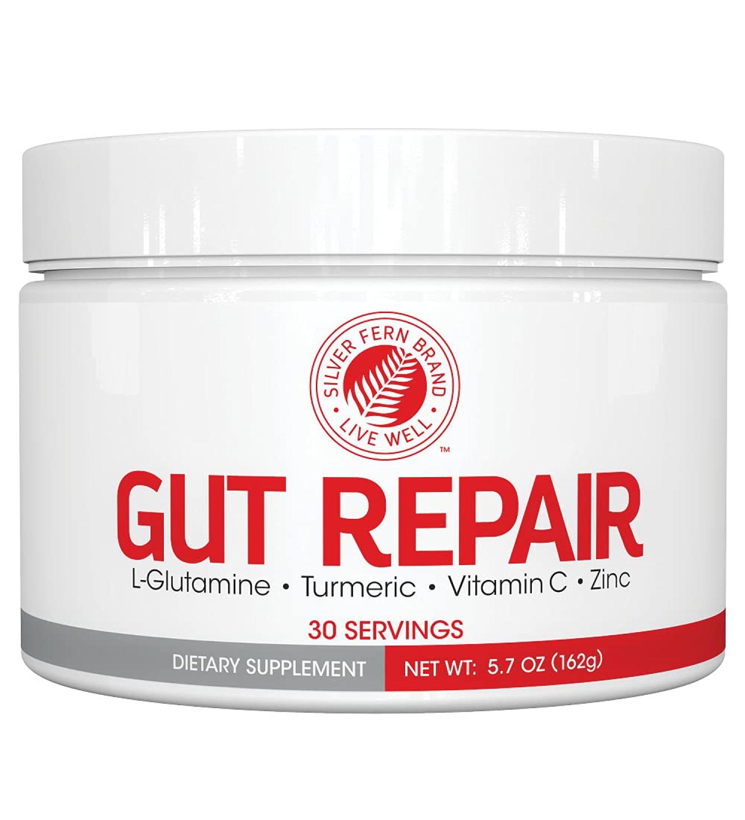 Gut Repair Powder - L-Glutamine, Curcumin, Zinc & Vitamin C Supplement for Digestive Health (5.71oz - 30 Servings) - Buy Online on GoSupps.com