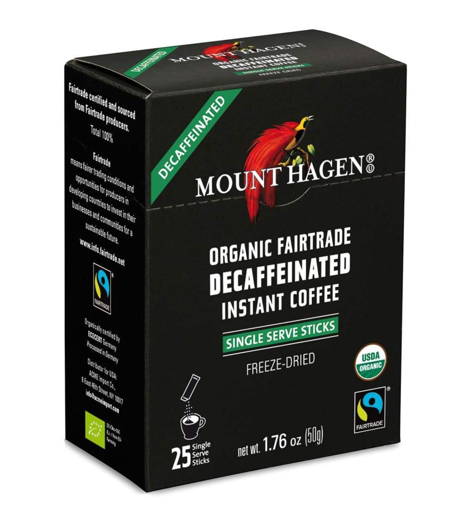 Mount Hagen Organic Instant Decaf Coffee - 25 Single Serve Sticks (1.76 Oz) - Buy Online on GoSupps.com