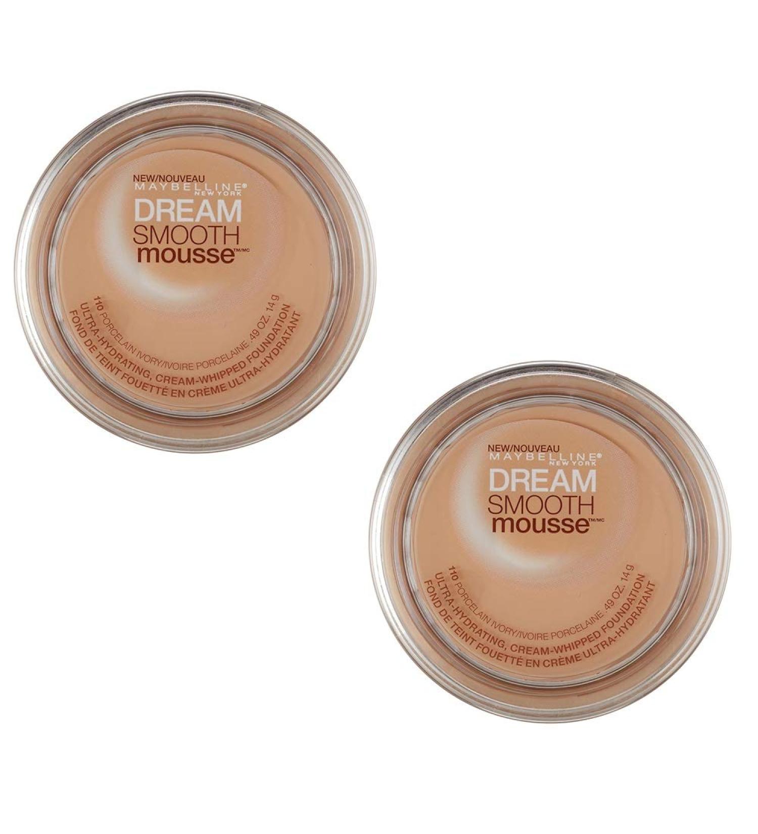 Maybelline New York Dream Smooth Mousse Foundation 110 Porcelain Ivory 0.49 Ounce (2 Pack)