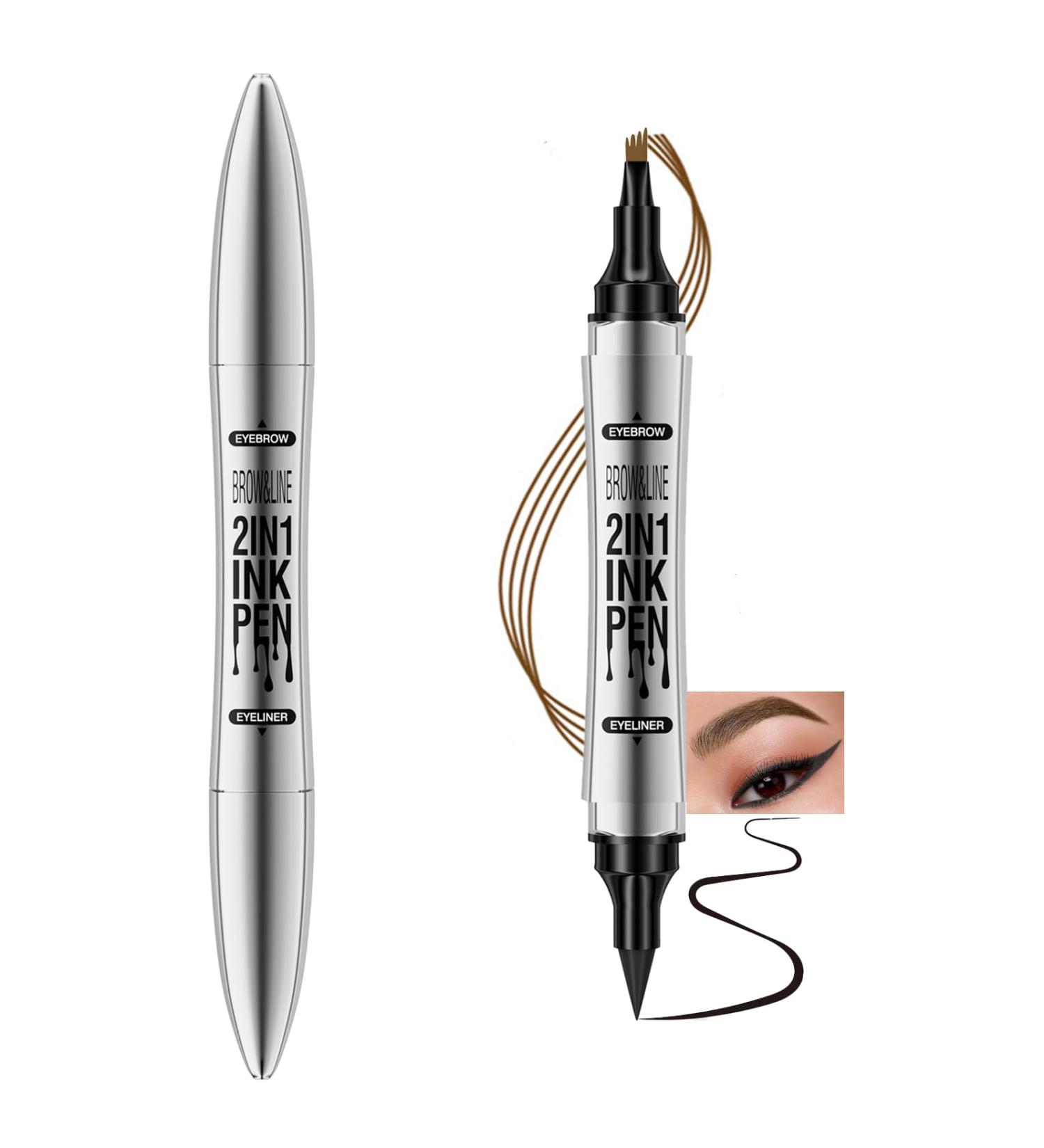 Buy Dark Brown 2-in-1 Eyebrow Pencil & Eyeliner - Long-lasting Waterproof Anti-Smudge Dual-Ended Tool for Perfect Eyebrows & Eyeliner | International Shipping Available - Buy Online on GoSupps.com