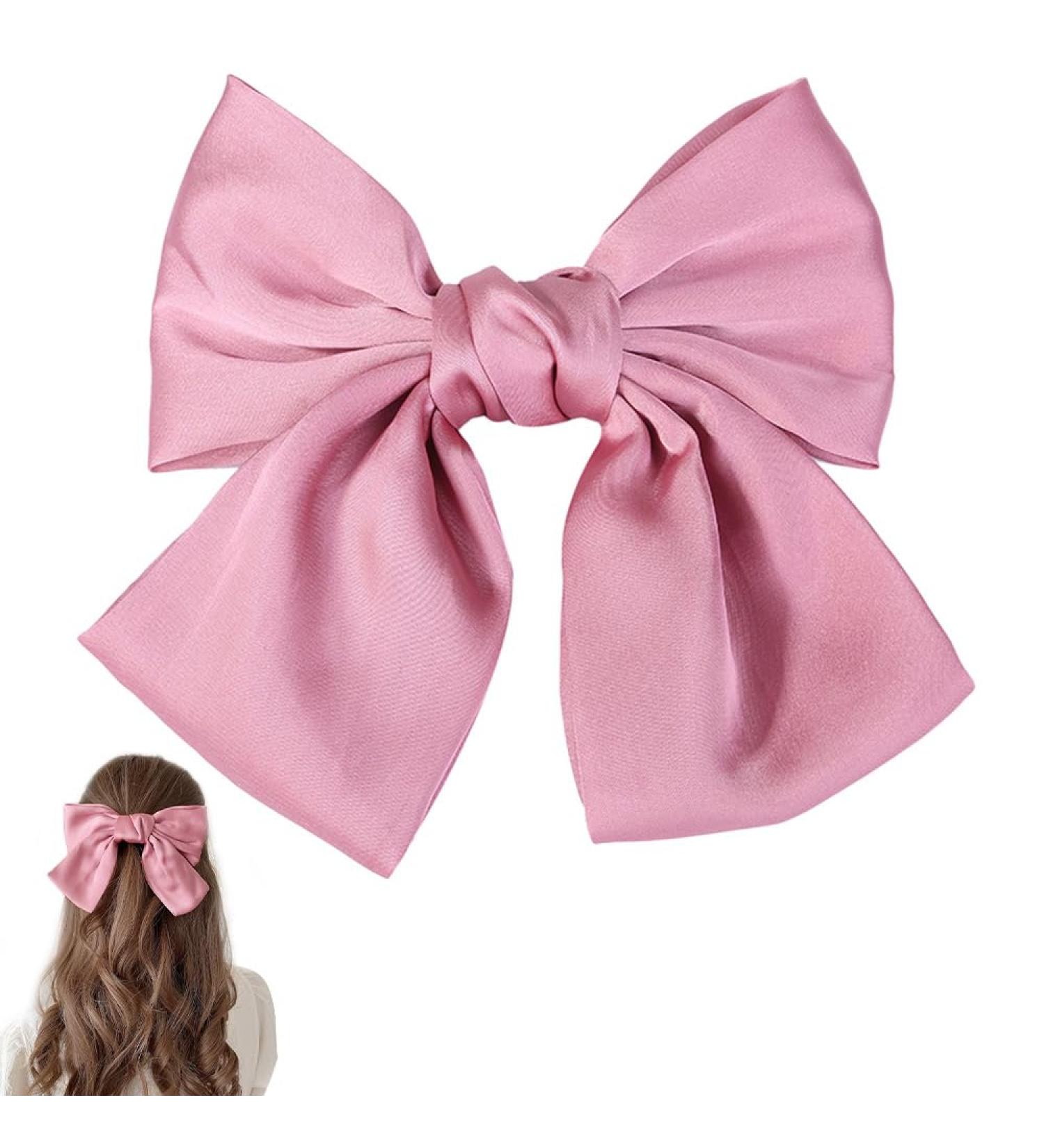 1 Psc Pink Bow Hair Clips Satin Vintage Solid Color Bowknot French Barrette Hair Bows for Girls for Hair Clip and Accessories for Women Girls Hair Barrettes Scrunchies Accessories - Buy Online on GoSupps.com