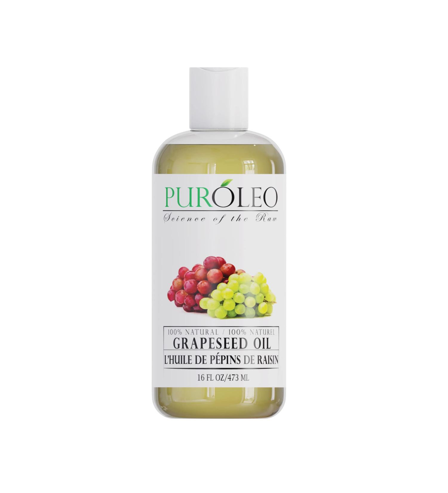 PUROLEO Grapeseed Oil 16 Fl Oz/473 ML (Packed IN CANADA) | Pure Moisturizer Carrier Oil massage oil baby oil hair oil body oil baby oil hair care Oil for hair | Beauty & DIY blend 100% Natural 473 ml (Pack of 1) - Buy Online on GoSupps.com