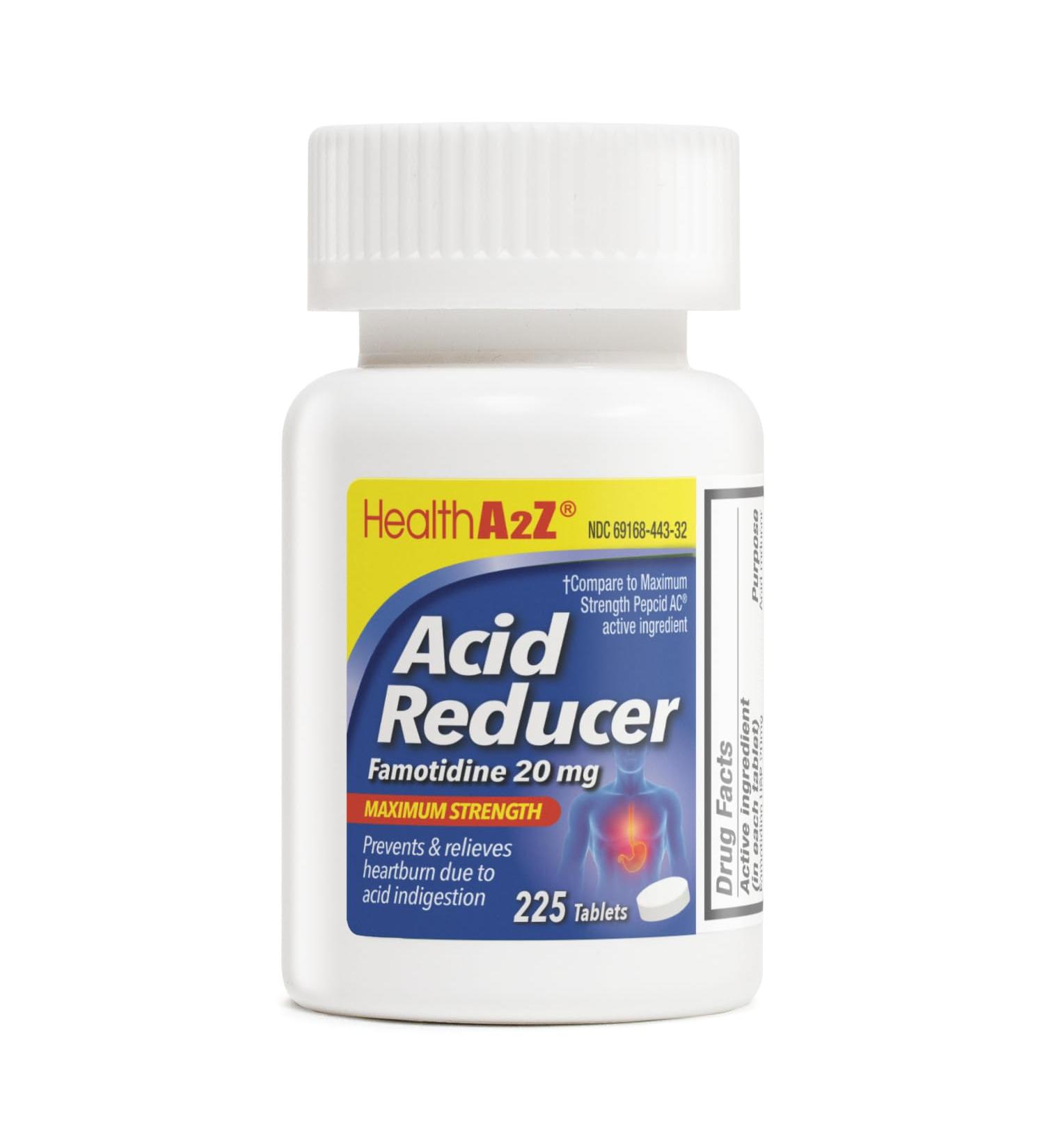 Buy HealthA2Z Acid Reducer | Famotidine 20mg Maximum Strength | 225 Tablets for Heartburn Relief | Fast International Shipping - Buy Online on GoSupps.com