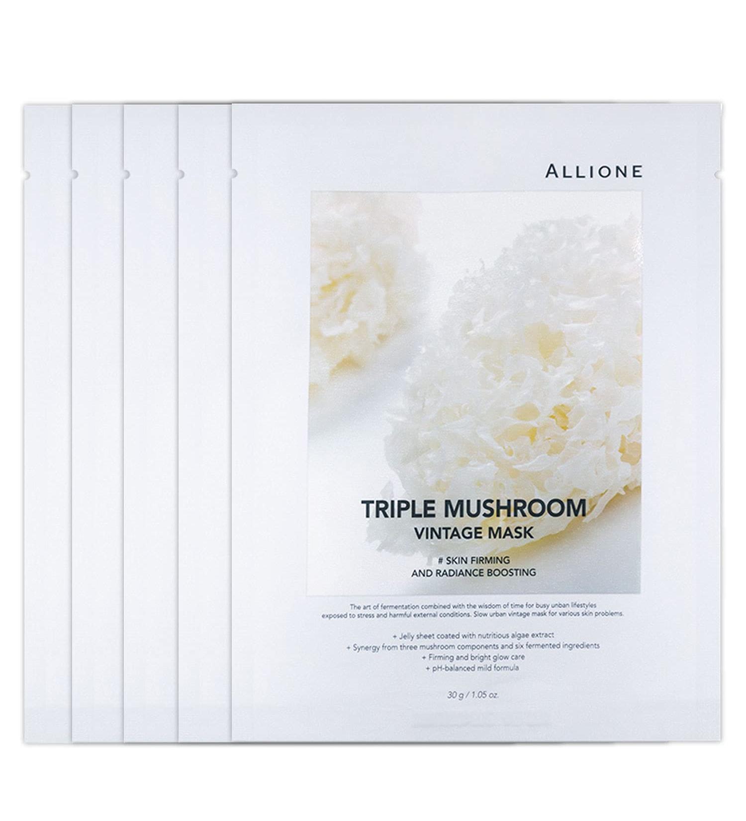 Triple Mushroom Vintage Mask Set | Nourishing Seaweed Jelly Sheets & Premium Amino Serum for Youthful Firm Skin | 5 pcs - International Shipping Available - Buy Online on GoSupps.com