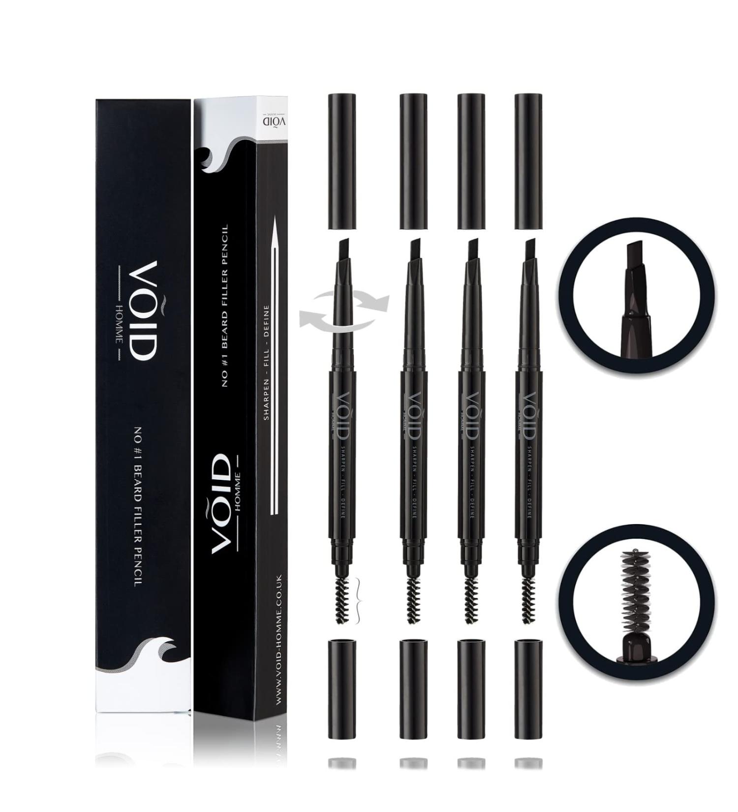 VOID Homme Beard Pencil Filler Set - Light Brown (4 Pack) | Instant Thicker Beard Pen Kit for Men - Waterproof Filling and Thickening - Buy Online on GoSupps.com