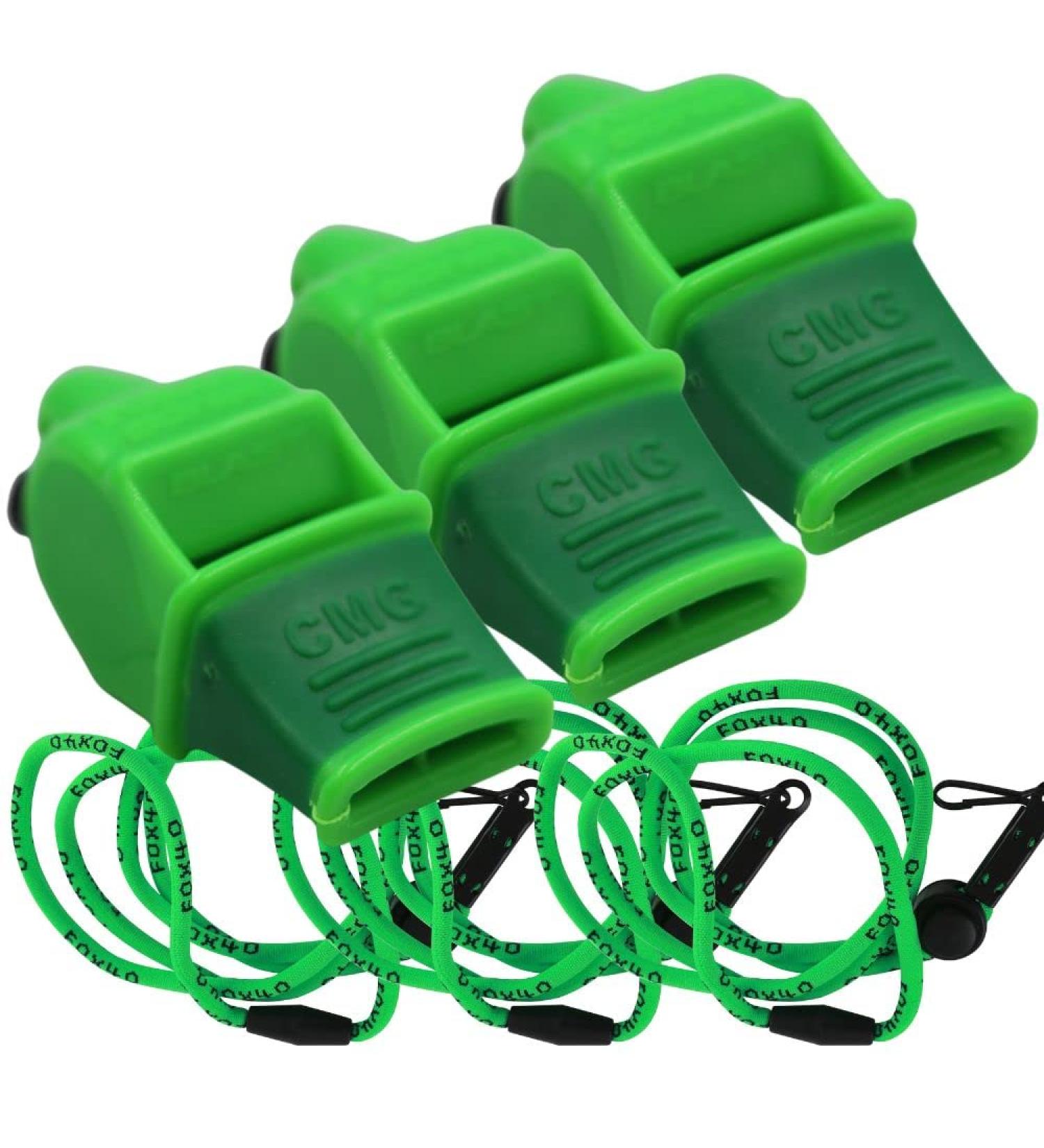 Fox 40 Sonik Blast CMG w/Breakaway Lanyard 3 Pack Neon Green