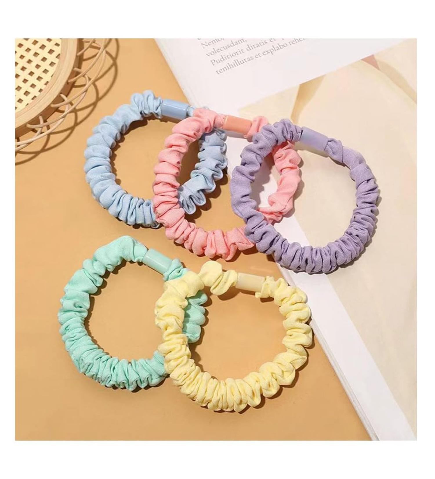 SHTGOI 5 Pieces Women's Hair Scrunchies Satin Silk Scrunchies Colourful Hair Bands Elastic Bands Ponytail Holder Thin Cable Scrunchie Hair Accessories Set for Girls Women Ponytail Mixed Colours One Size Mixed colours - Buy Online on GoSupps.com