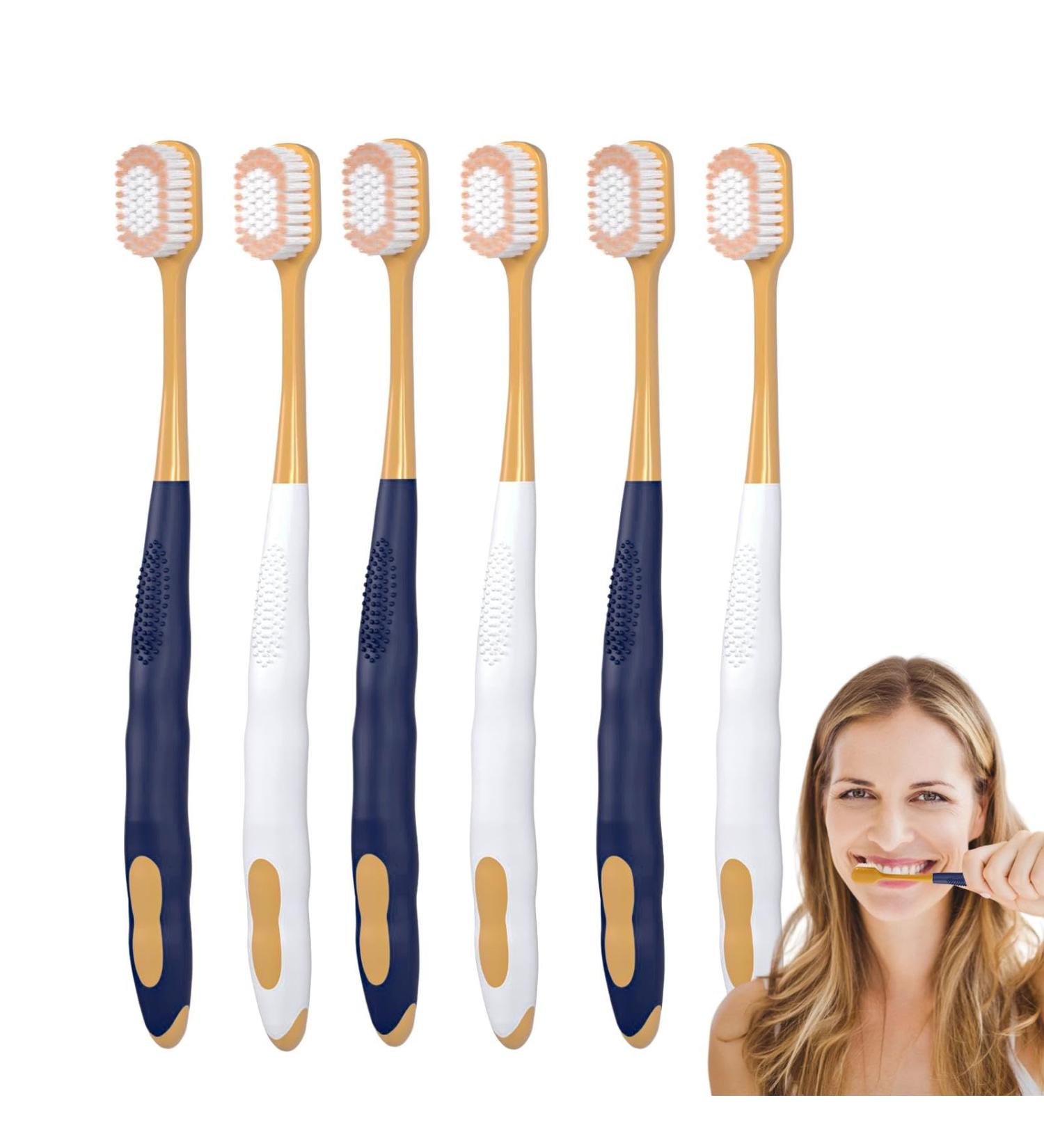 Povanjer Extra Soft Toothbrush - Ultra-Soft Toothbrushes in Six-Pack for Gentle Gum Care | Wide Head Design for Adults - Buy Online on GoSupps.com