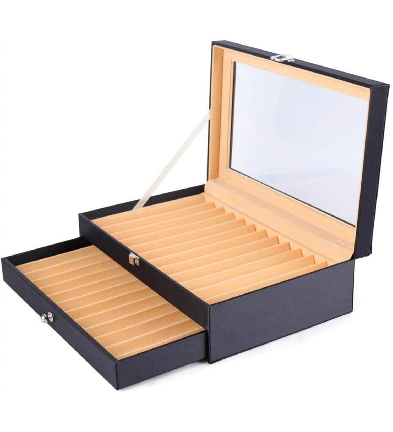Pen Display case 3-Layer Fountain Pen Display Box 36 Slot Pen Storage Box PU Leather Glass Cover Modern Fashion Fountain Pen Collection Box Display Gifts Available in Two Options (Color : Svart) - Buy Online on GoSupps.com