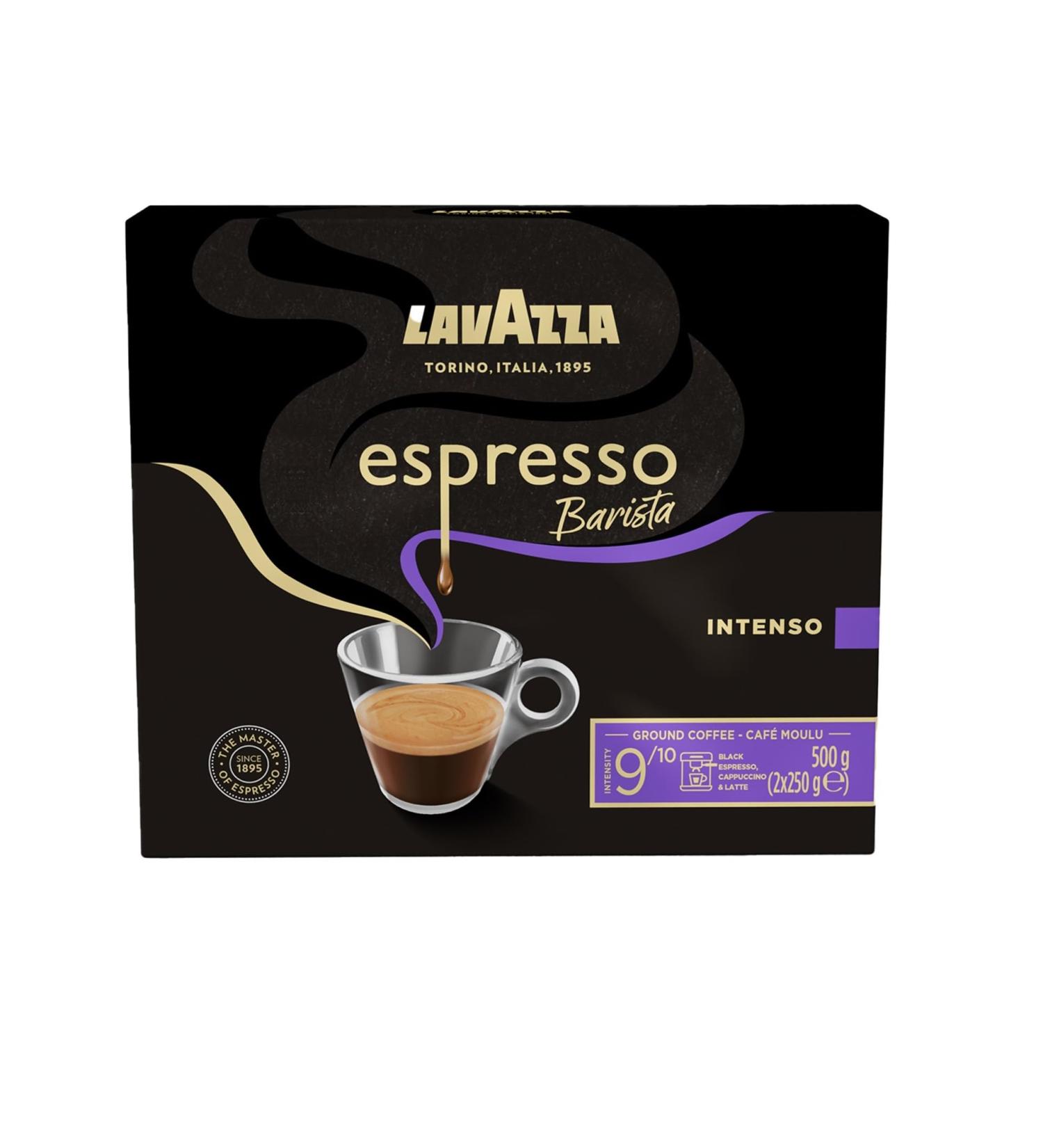 Lavazza Espresso Barista Intenso Ground Coffee 2x250g Ideal for Filter or Manual Machine with Aromatic Notes of Dried Fruit for Espresso with an Intense and Velvety Taste Robusta Intensity 9/10 500 g - Buy Online on GoSupps.com