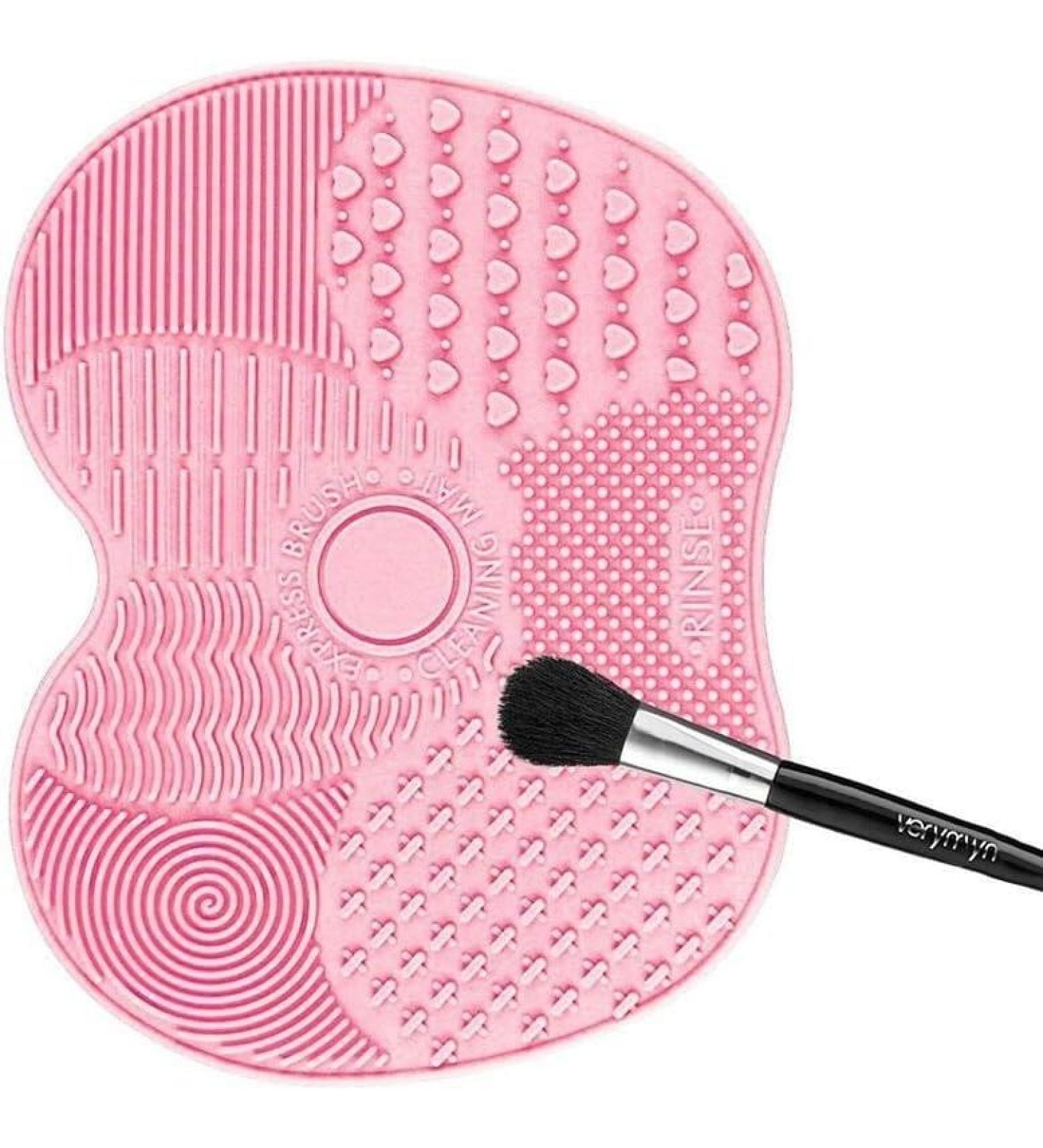 Makeup Brush Cleaner Mat Make Up Cleaning Pad Cosmetic Cleaning Pad Scrubber Board Tool with Suction Cups Pink normal - Buy Online on GoSupps.com