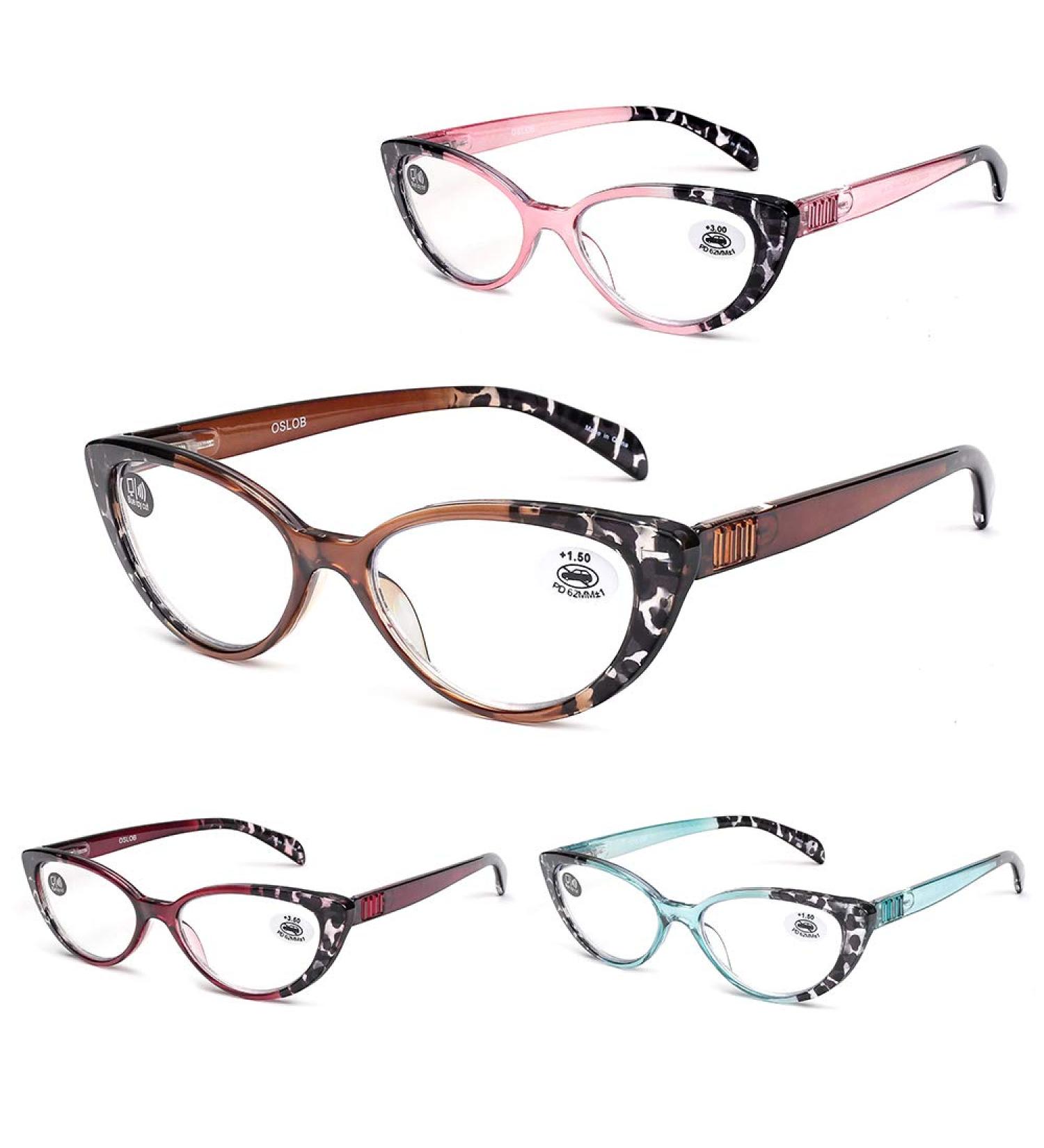 4 Pack Cat Eye Reading Glasses for Women | Blue Light Blocking | Anti-Glare UV | Spring Hinge | 1.5x Magnification - Buy Online on GoSupps.com