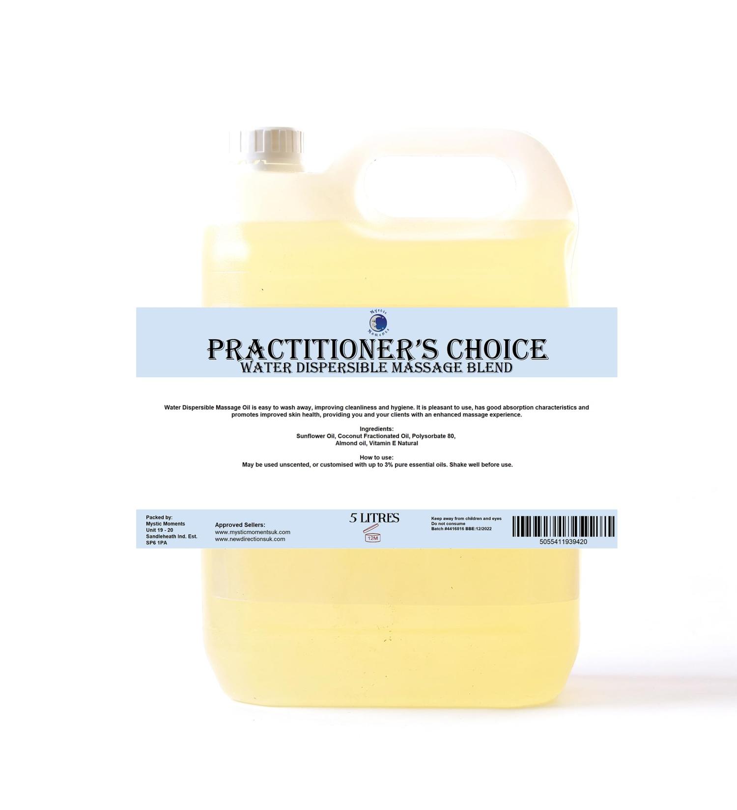 Practitioners Choice Water Dispensing Massage Oil 5L 100% Pure