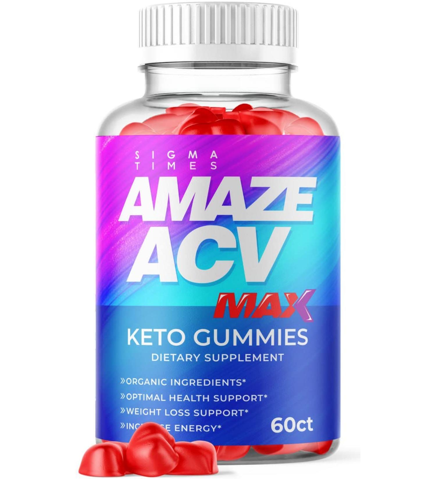 Amaze ACV Keto Max Gummies - Organic Apple Cider Vinegar Weight Loss Support - 60 Gummies - Buy Online on GoSupps.com
