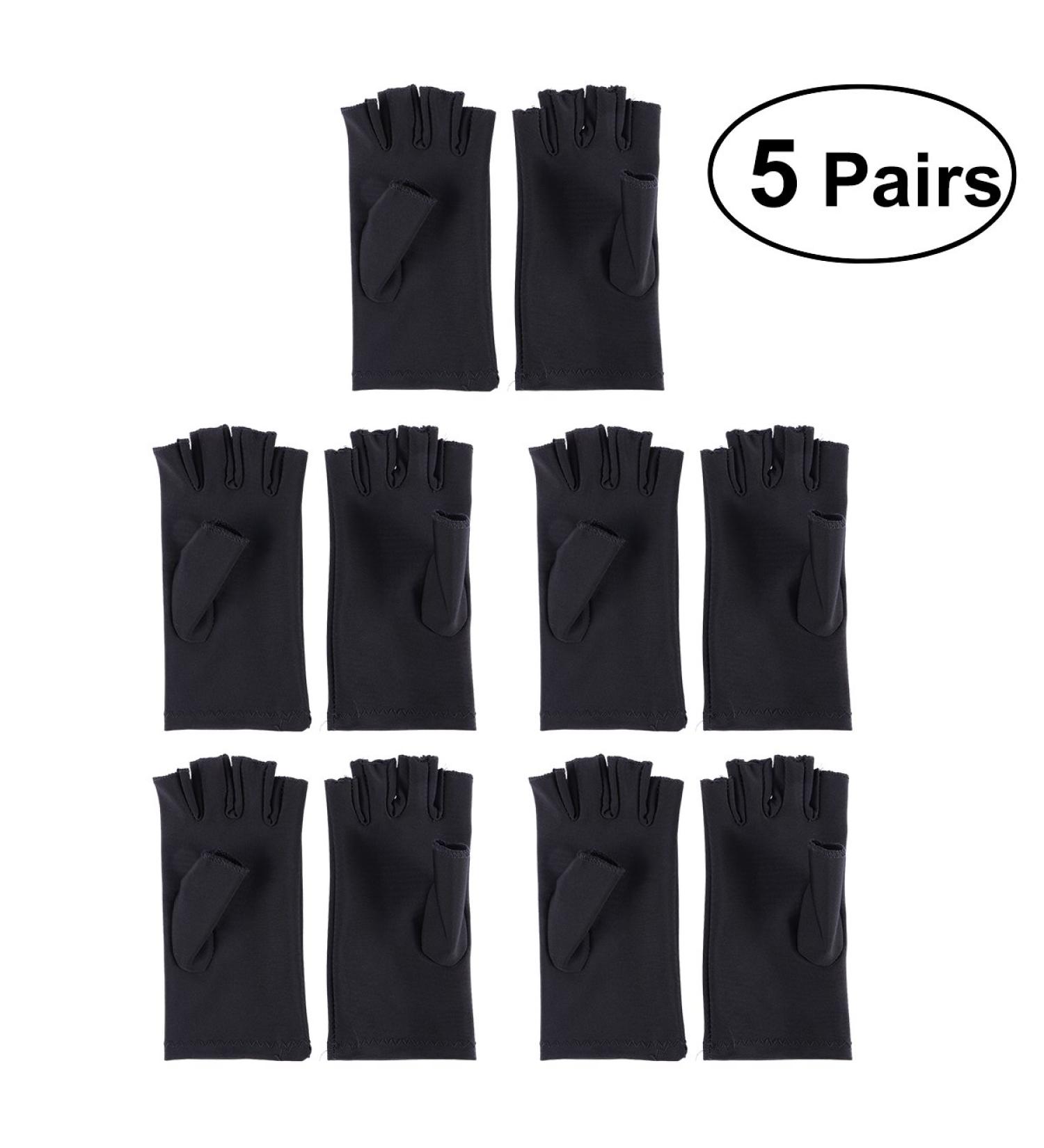 Lurrose UV Shield Gloves - 5 Pairs Black Nail Art Manicure Protective Gloves for LED UV Gel Nail Dryer - Buy Online on GoSupps.com