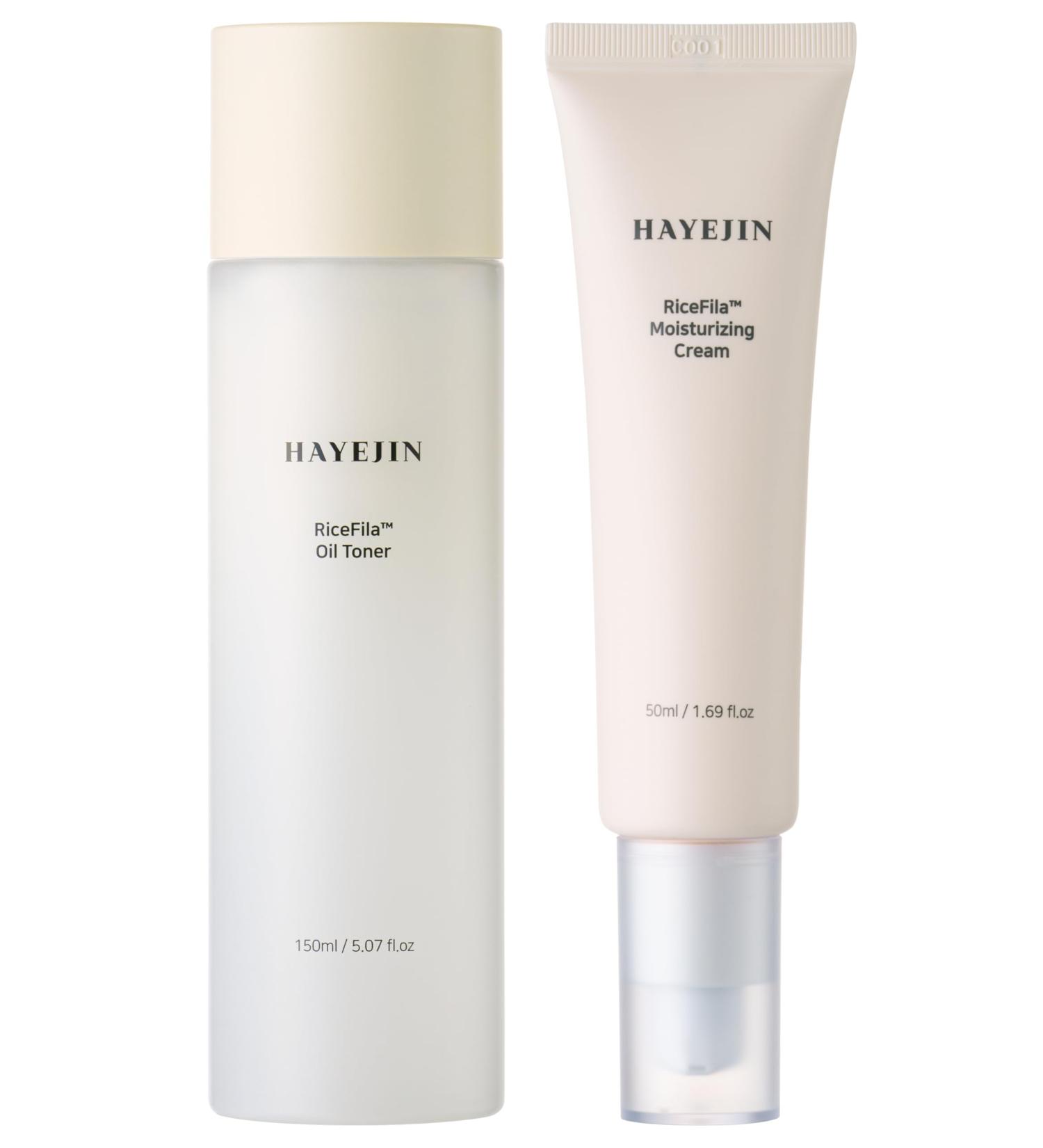 HAYEJIN RiceFila Oil Toner for face (5.07 fl oz) + Moisturizing Cream (1.69 fl oz) - RiceFila Radiance Duo Face Toner & Moisturizer Bundle - Buy Online on GoSupps.com