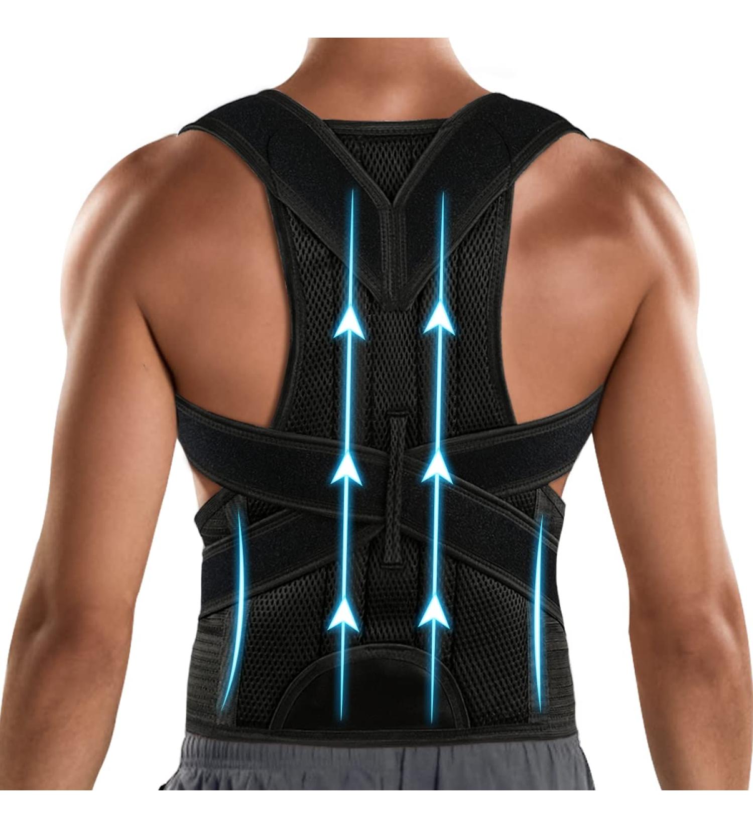 Pazapo Posture Corrector for Men & Women - Back Brace Lumbar Support - Medium Size (29-33 Inches) - Black - Buy Online on GoSupps.com