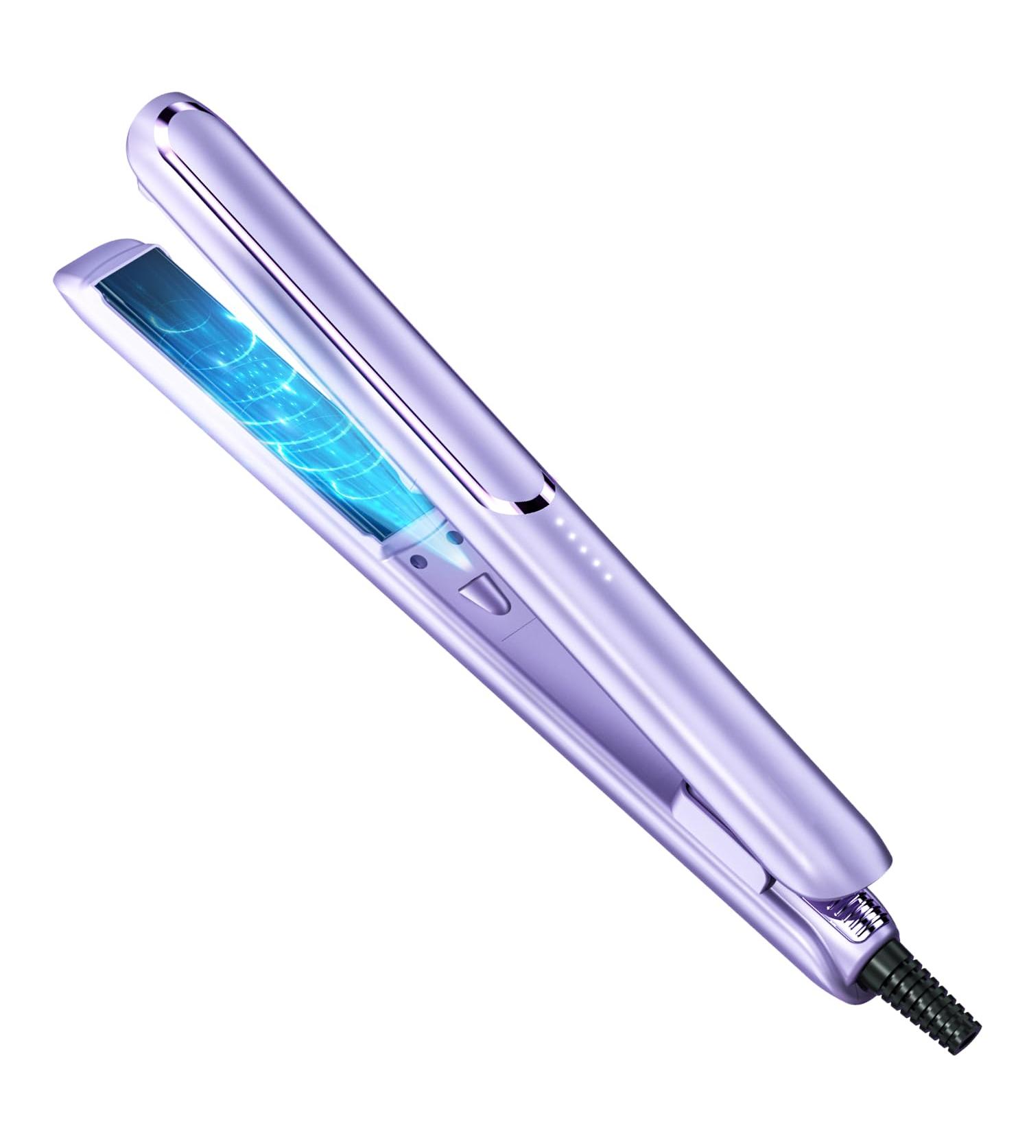 2 in 1 Ceramic Flat Iron & Curler - Professional Titanium Hair Straightener Fast Heating 0.8 Inch - Purple - Buy Online on GoSupps.com