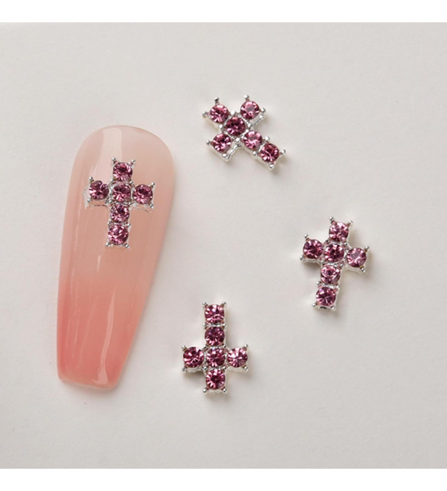 FEIlei 10Pcs Retro Cross Nail Charm Alloy Rhinestones Cross Charms Punk Gothic Nail Art Supplies for Acrylic Nail - Buy Online on GoSupps.com