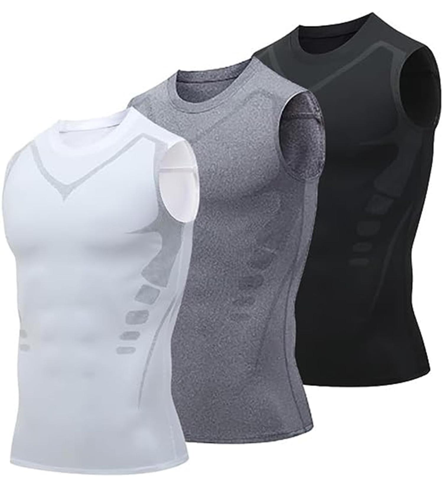 EXPECTSKY Ionic Shaping Vest for Men | Gynecomastia Compression Top | 3XL Perfect Body Shaper - 3 Pieces - Buy Online on GoSupps.com