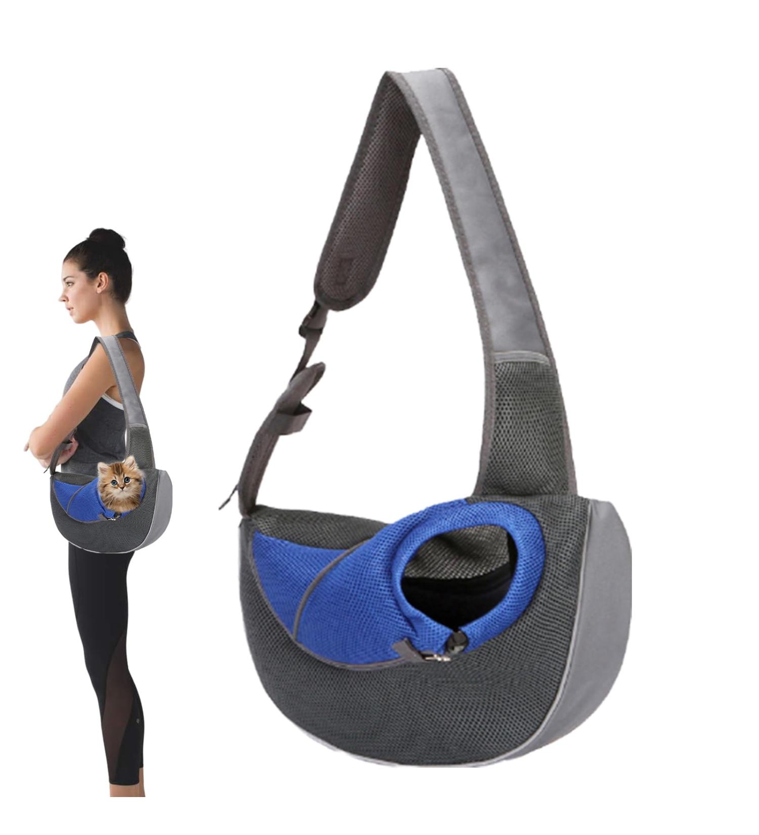 Pet Sling Carrier for Small Dogs & Cats | Adjustable Washable Breathable Sling | Neflum S Royal Blue Mesh - Buy Online on GoSupps.com