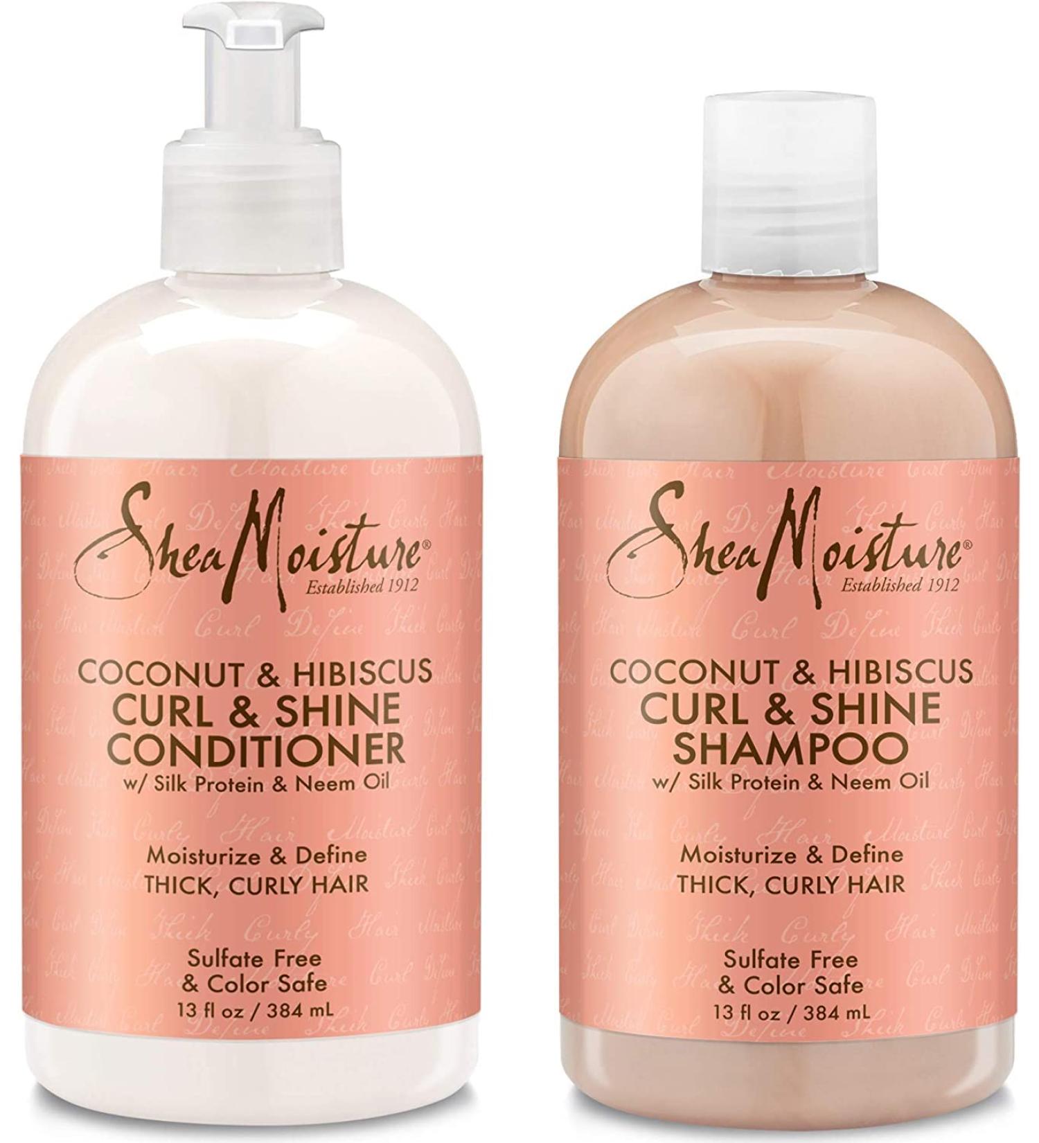 Shea Moisture Coconut & Hibiscus Curl & Shine Shampoo and Conditioner Set - 13 Fl Oz Each - Buy Online on GoSupps.com