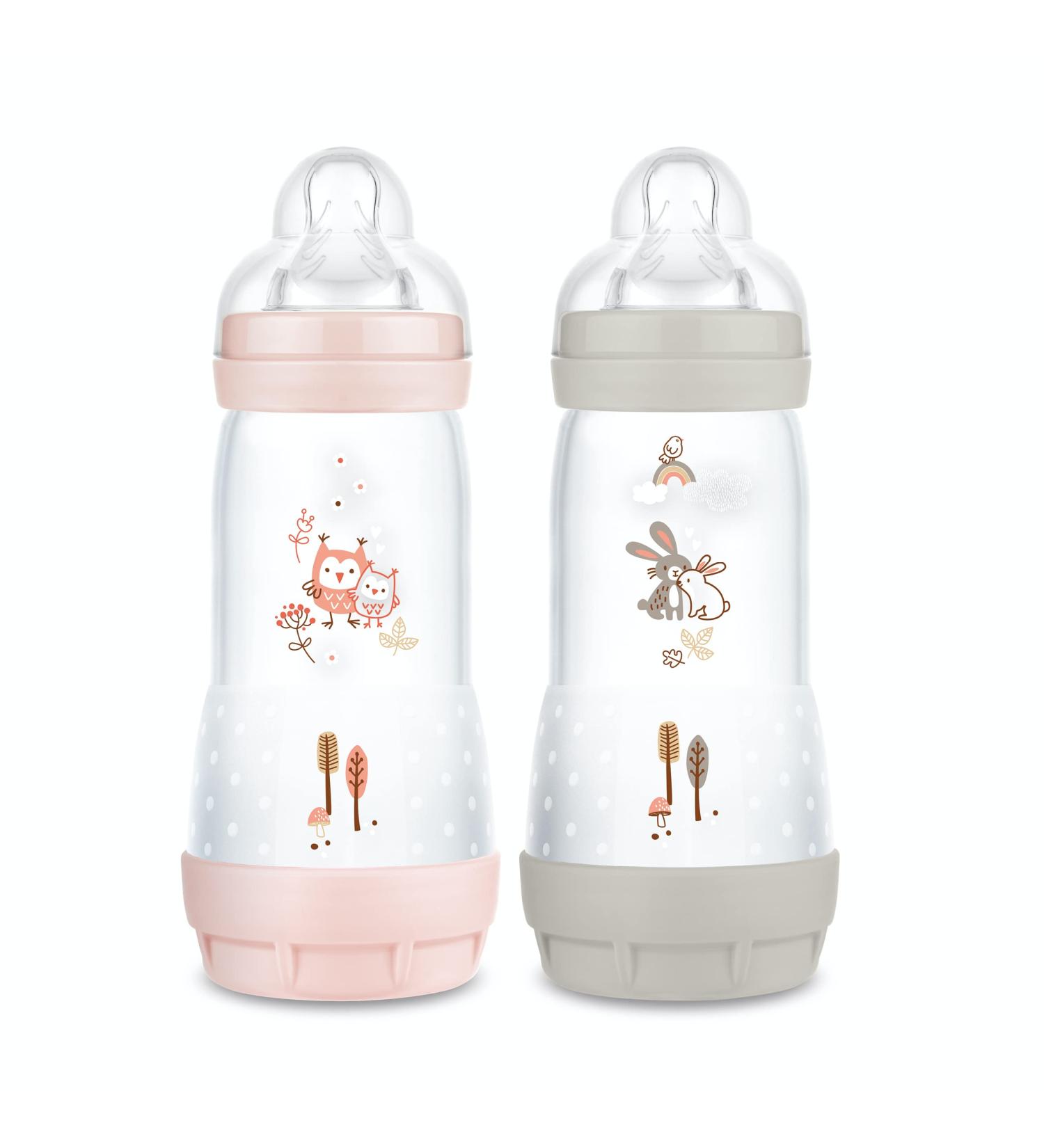 MAM Set of 2 Easy Start Anti-Colic Bottles (320 ml) Baby Bottle Ideal for Mixed Breastfeeding Teat Flow 3 Vented Base Anti-Colic Blush & Dune One Size