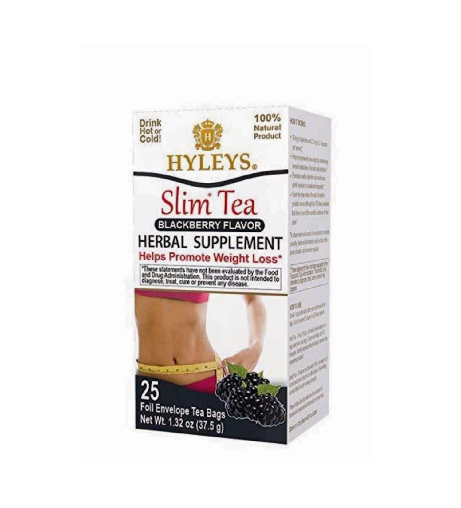 Hyleys Slim Tea Blackberry - 25 Foil Bags | Herbal Weight Loss Tea - Buy Online on GoSupps.com