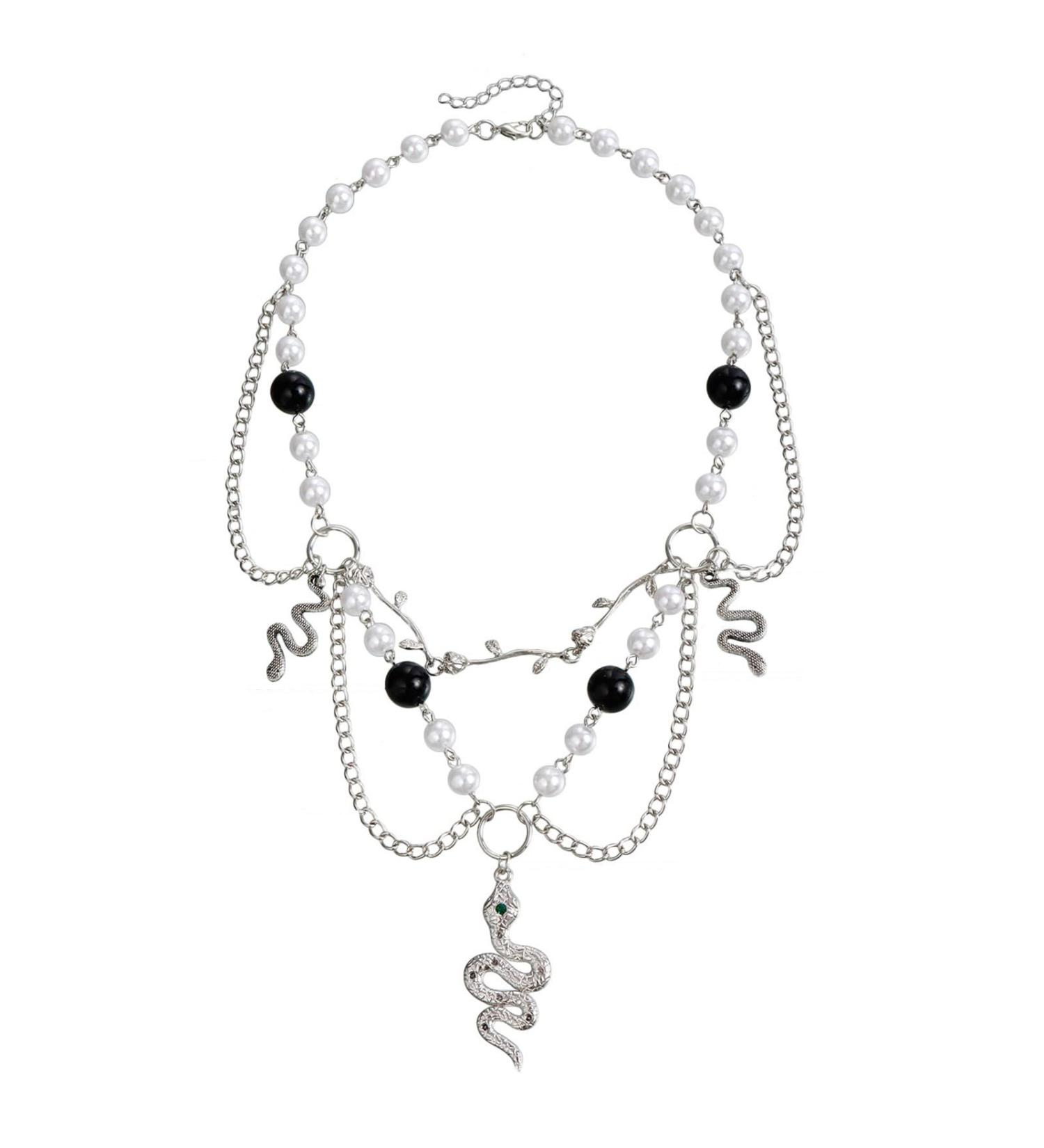 OralGos Punk Vintage Choker Necklace - Twisted Snake Pendant & Simulated Pearls - Gothic Clavicle Chain Jewelry for New Year Gift - Buy Online on GoSupps.com